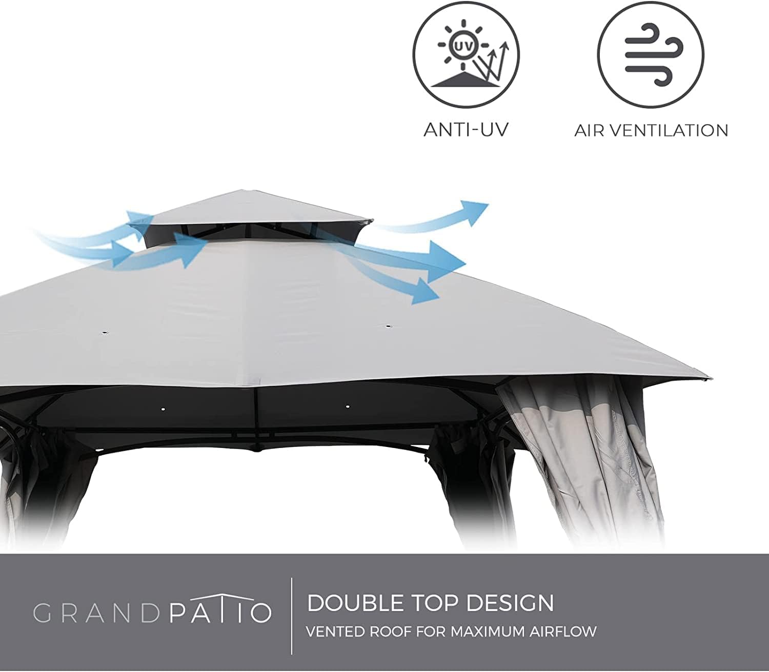 Grand patio Gazebo 3×4m with Side Netting, Garden Gazebo Event Shelter Sun Shade Heavy Duty Outdoor Canopy for BBQ, Event, Party