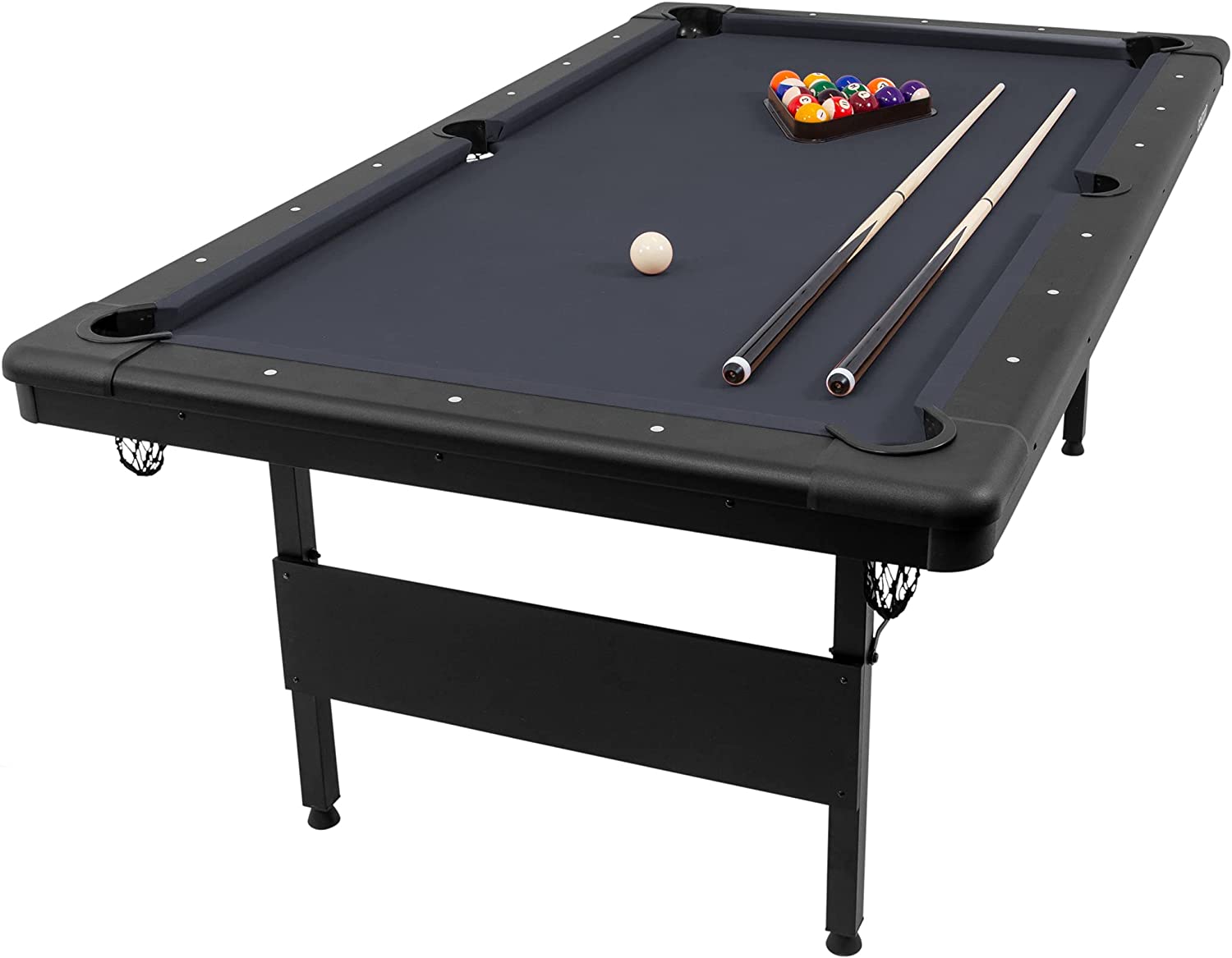 【Sports&Outdoors】Portable Pool Table - Includes Full Set of Balls, 2 Cue Sticks