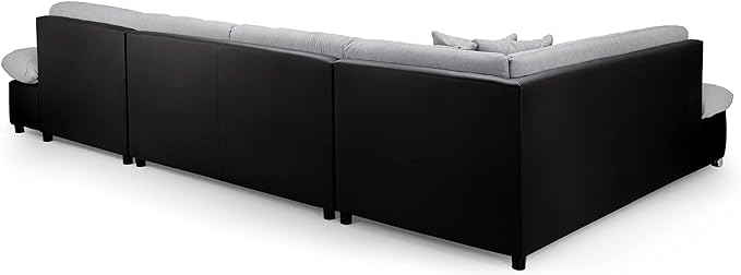 Honeypot Sofa Bed - Bergen Corner Sofabed with Storage - Black Grey Fabric Pull Out Double Sofa Bed U Shaped Couch | Set Up Included | Made in EU | Built to Last (Black/Grey, Left Hand Facing Corner)
