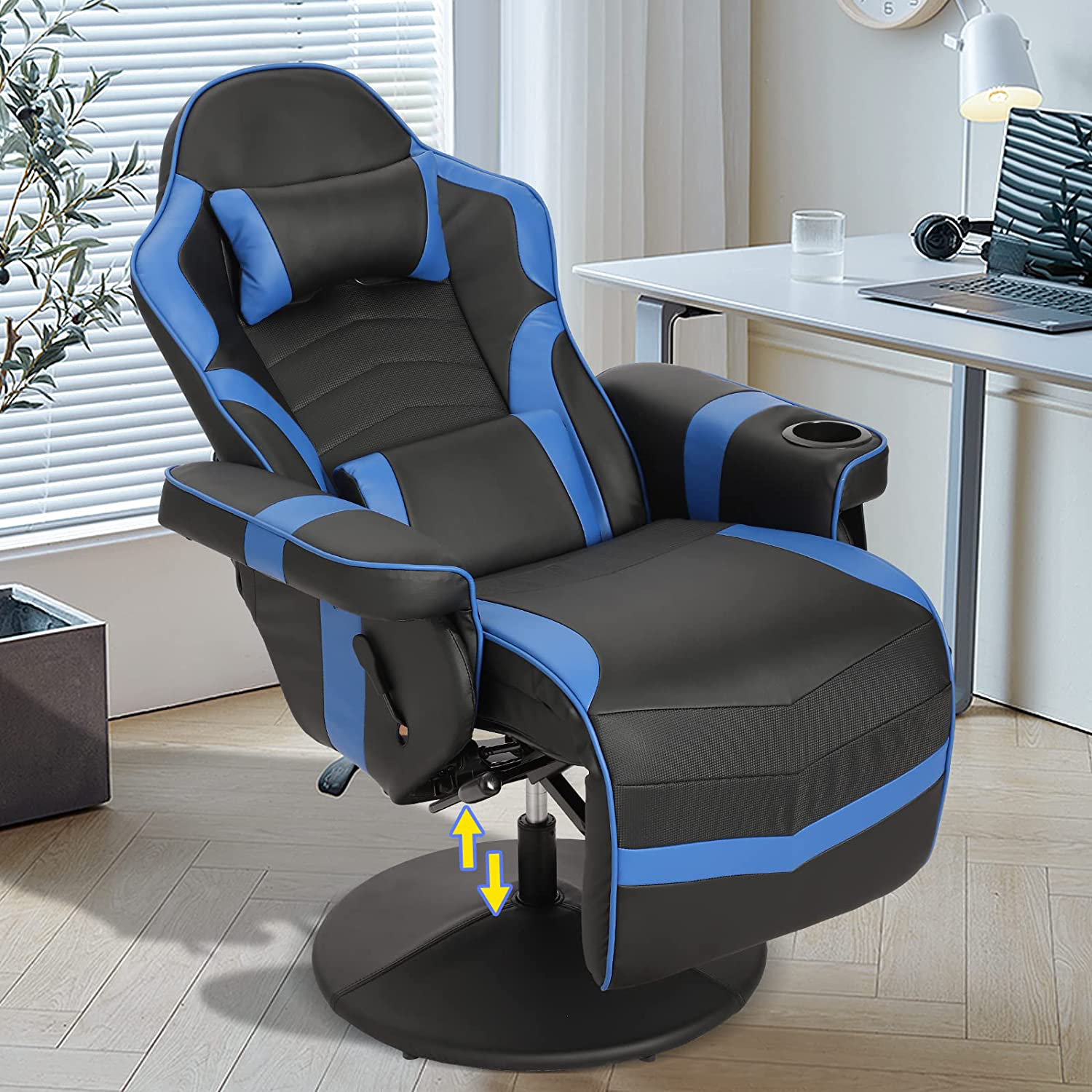 【Furniture】Herrington Massage Video Gaming Recliner Chair - with Cupholder, Headrest, Lumbar Support, Footrest