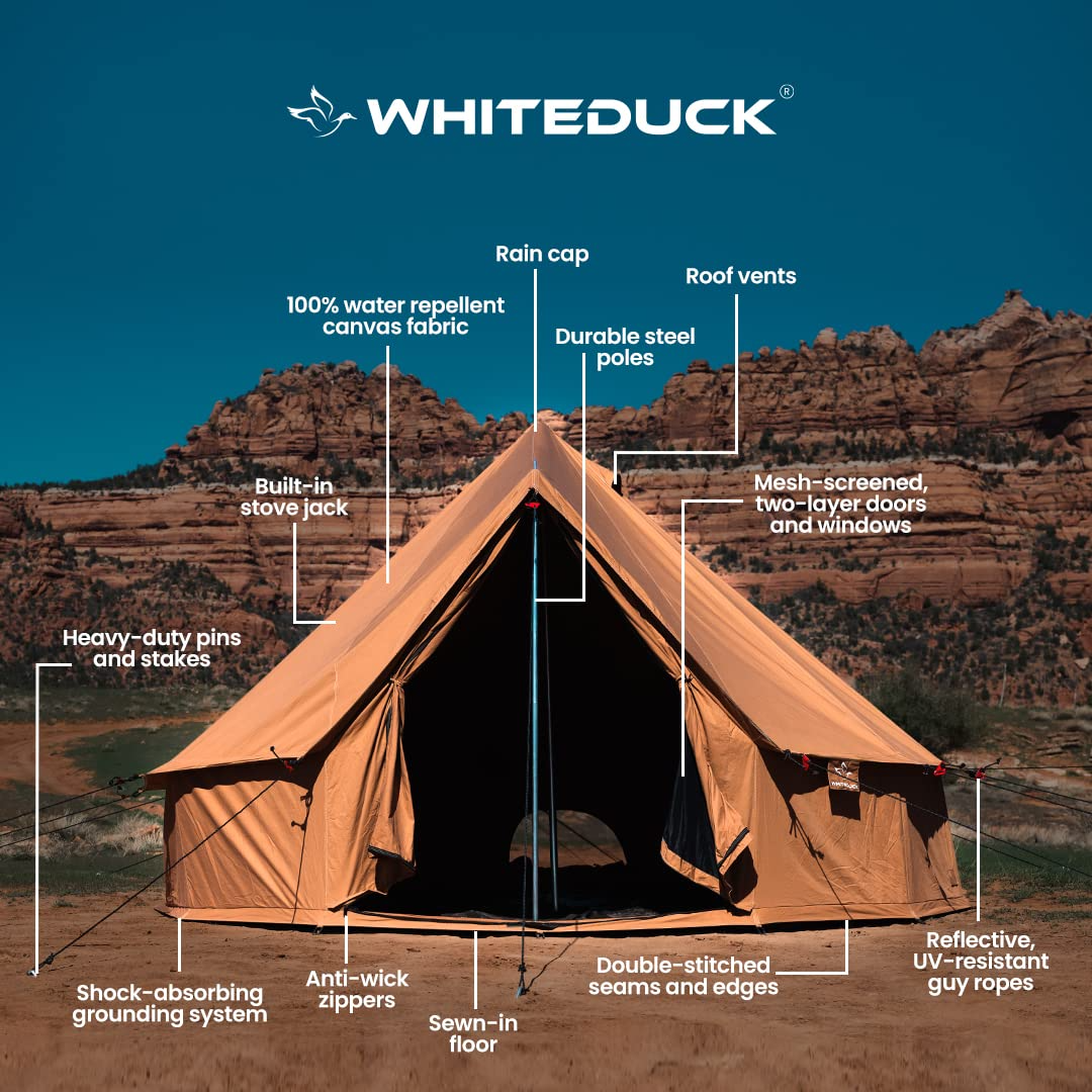 【Sports&Outdoors】Regatta Canvas Bell Tent - w/Stove Jack, Waterproof, 4 Season Luxury Outdoor Camping Tent