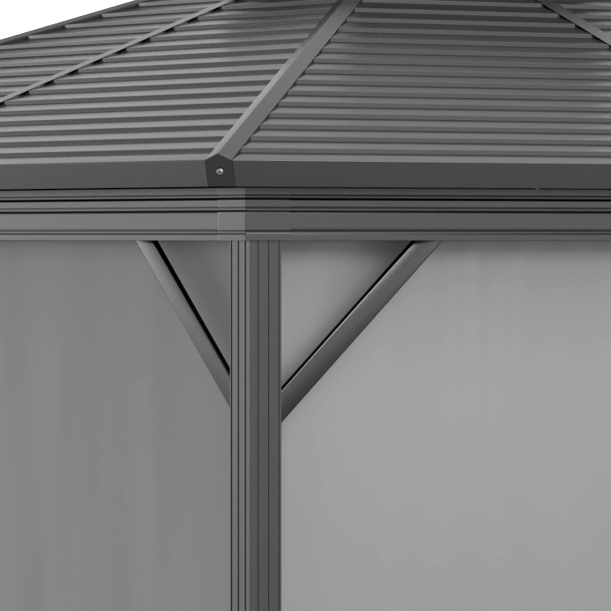 【Gazebo】10x10 Hardtop Gazebo with Aluminum Frame, Permanent Metal Roof Gazebo Canopy w/ Curtains & Netting