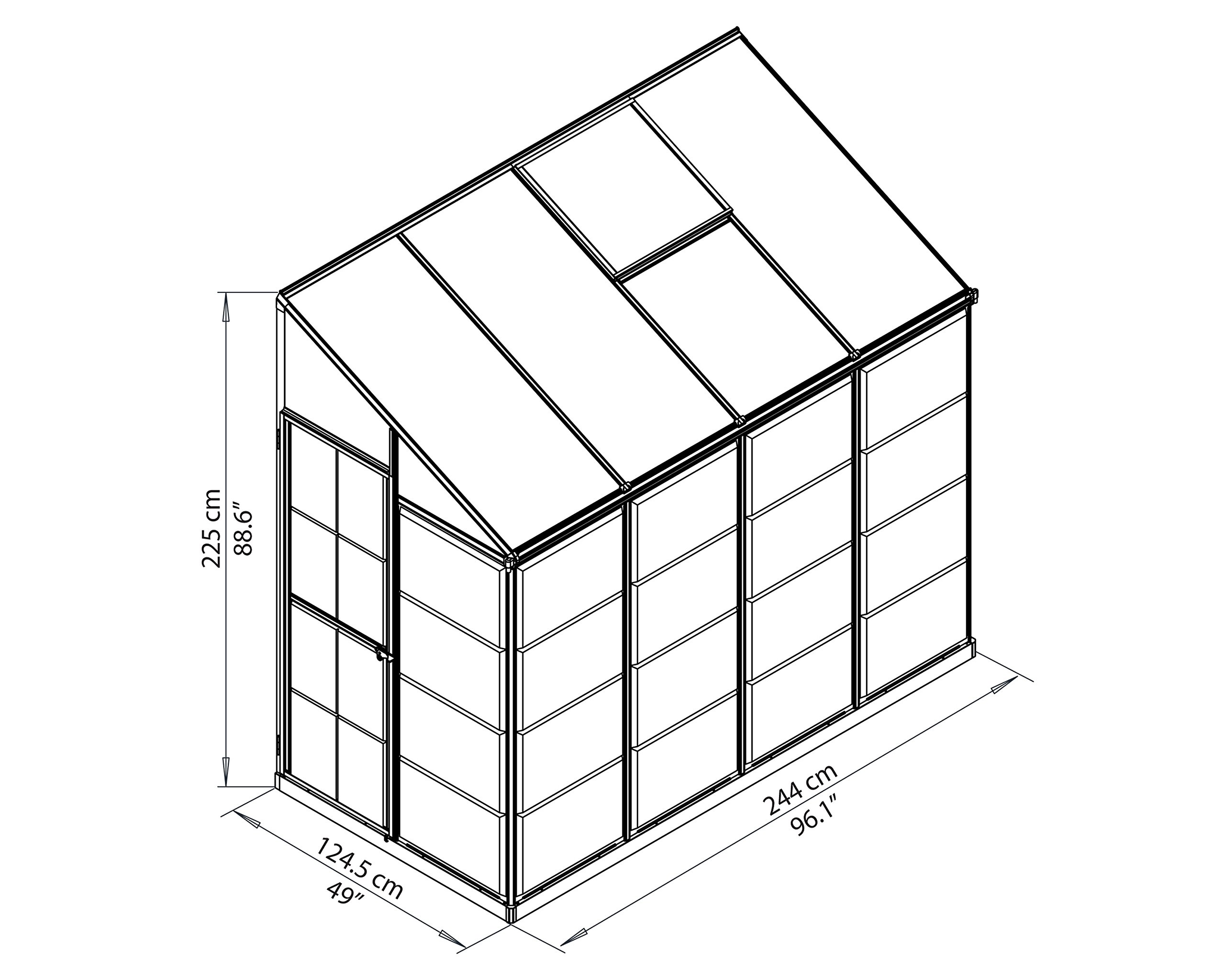 【Home&Garden】Canopia Hybrid Lean-to Greenhouse - 4' x 8' - Silver