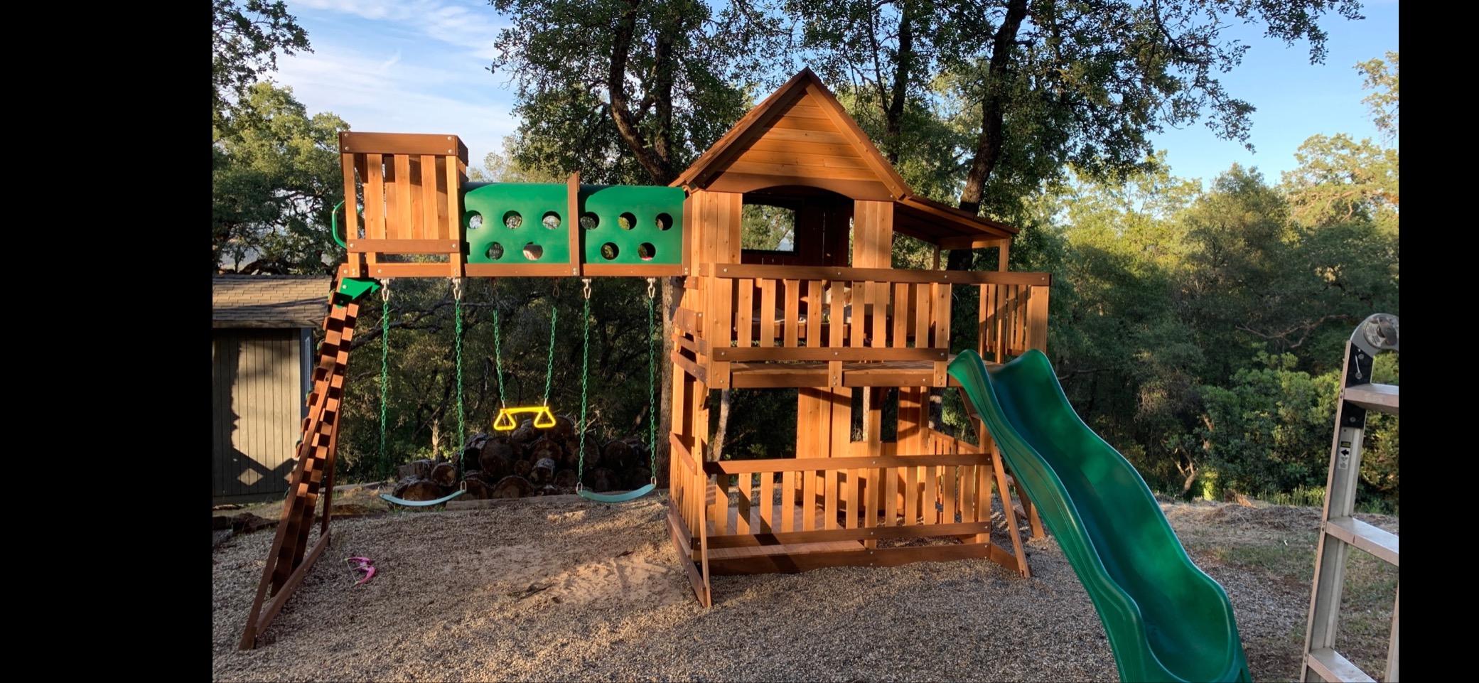 【Baby&Kids】Woodridge Elite All Cedar Wood Swing Set, Upper and Lower Deck, Sandbox, Vented Tunnel