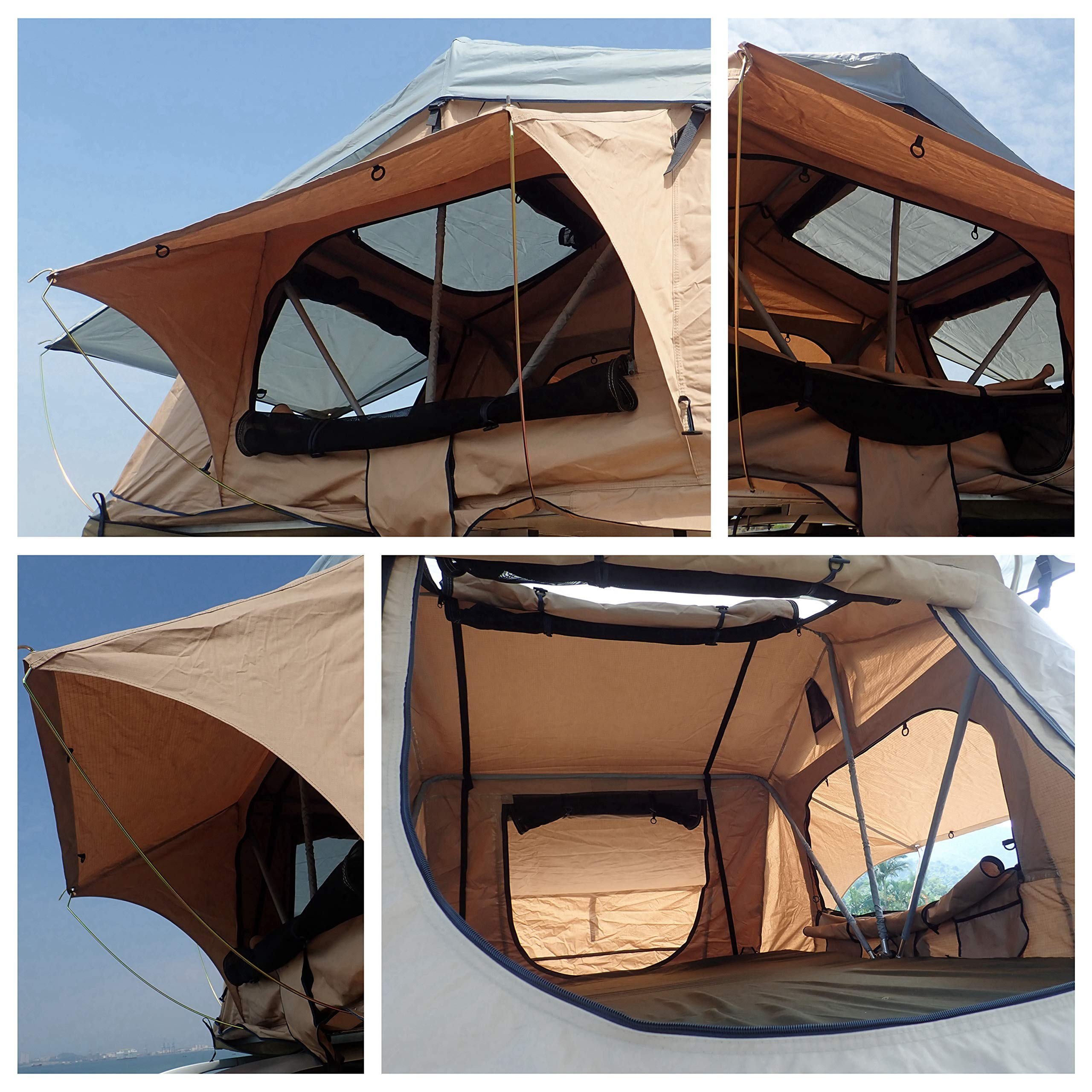 【Sports&Outdoors】2-3 Person Sunroof Rooftop Tent with Skyline Rainfly and Ladder