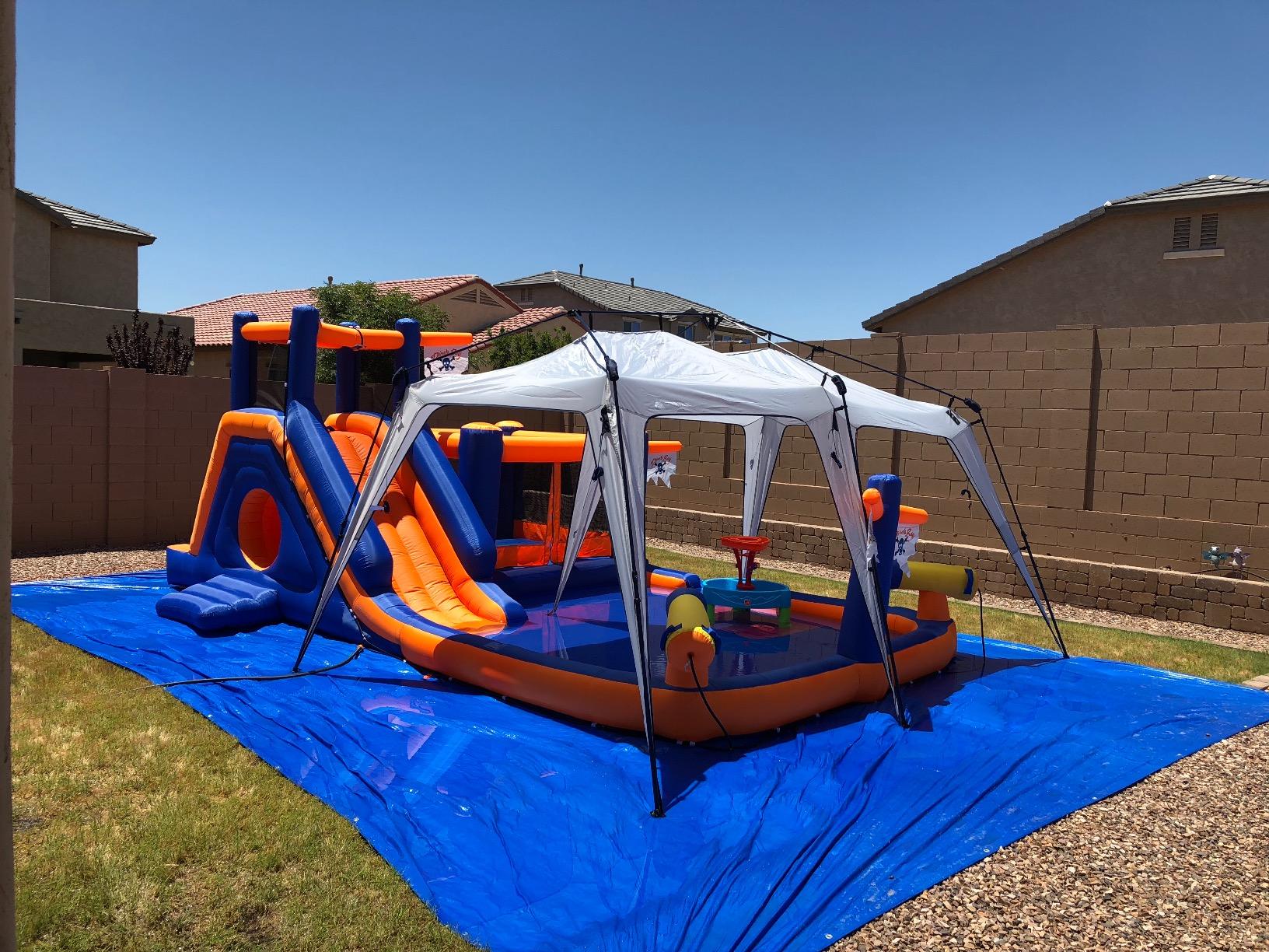 【Baby&Kids】Pirate Bay - Inflatable Water Park - Large - Slide - Climbing Wall - Bounce House - Tunnel