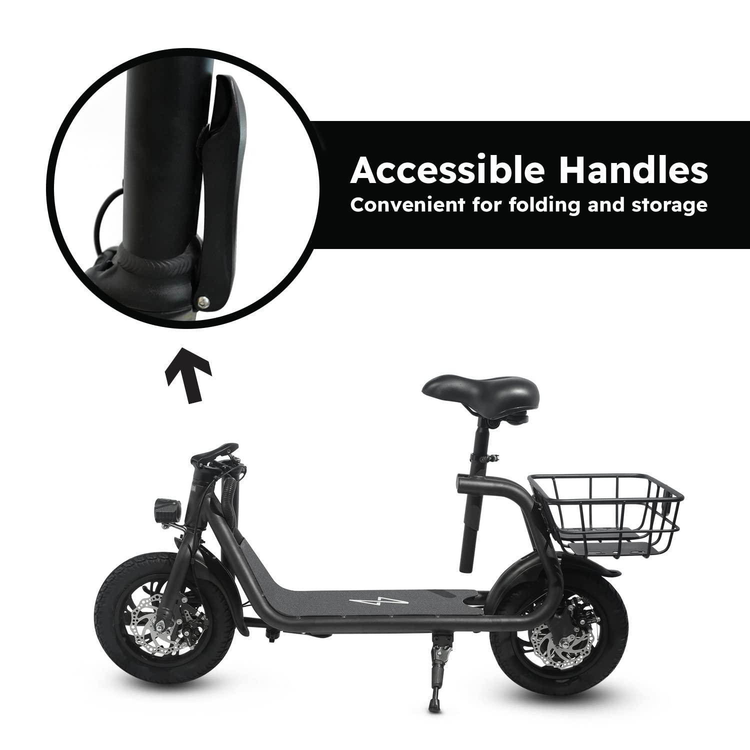 【Sports&Outdoors】Electric Scooter for Adults - Foldable Scooter with Seat & Carry Basket - 450W Brushless Motor 36V