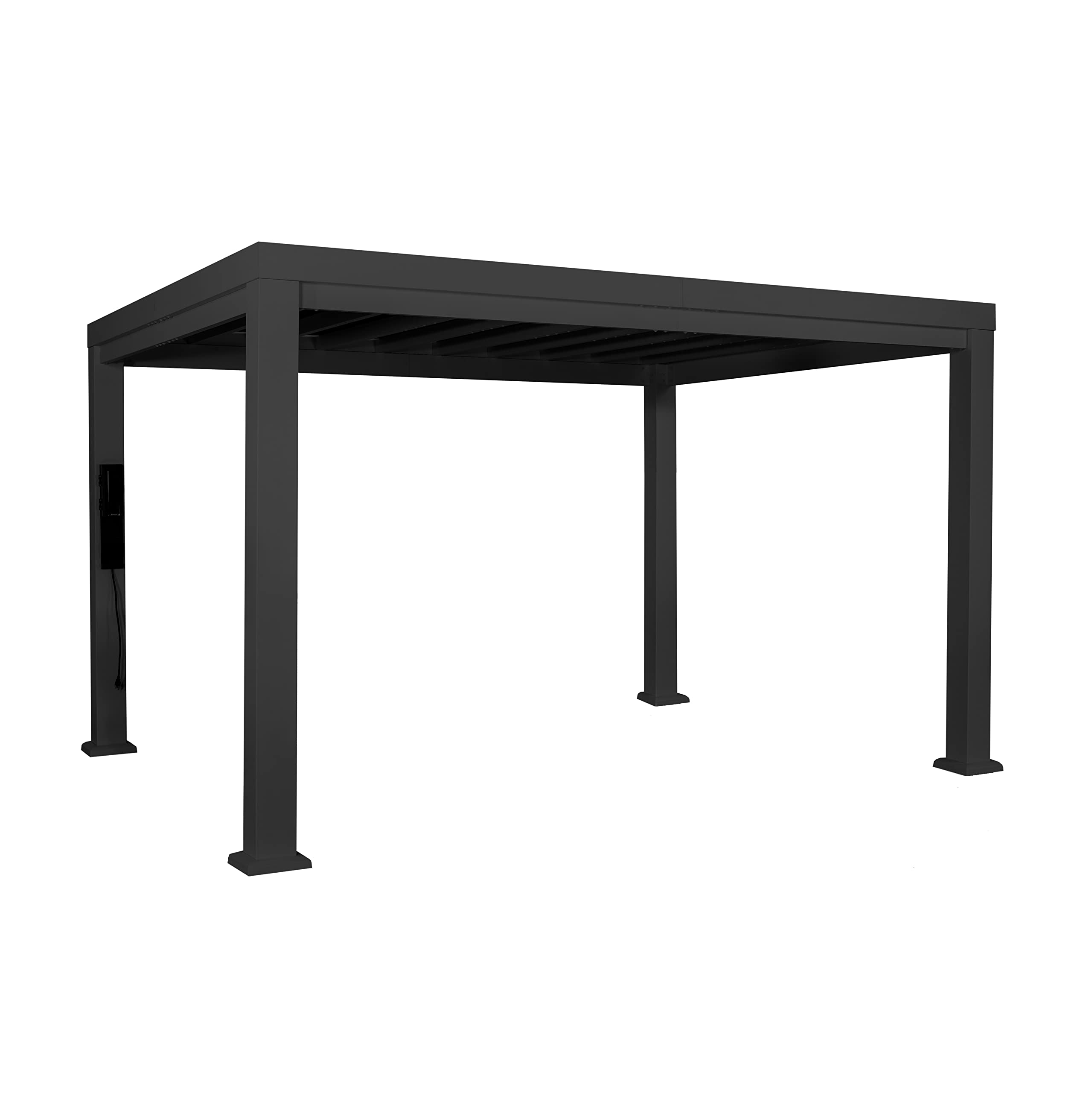 【Home&Garden】14 x 12 White Modern Steel Pergola with Sail Shade Soft Canopy
