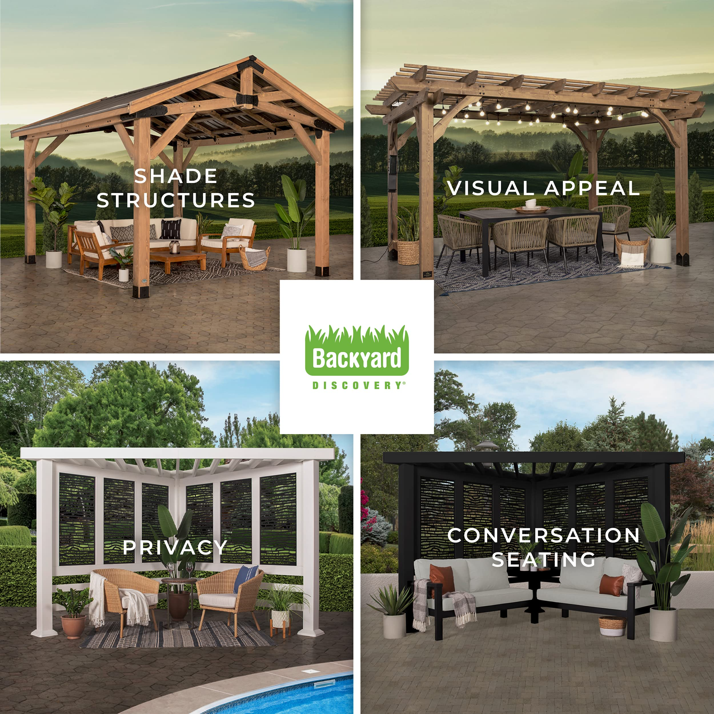【Home&Garden】Saxony Wooden Grill Gazebo