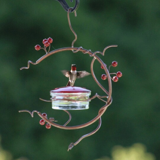 Red Berries Hummingbird Feeder, copper hummingbird swing