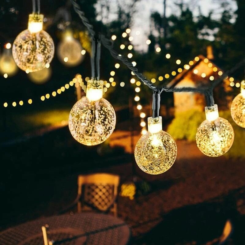 New Solar Powered LED Outdoor String Lights