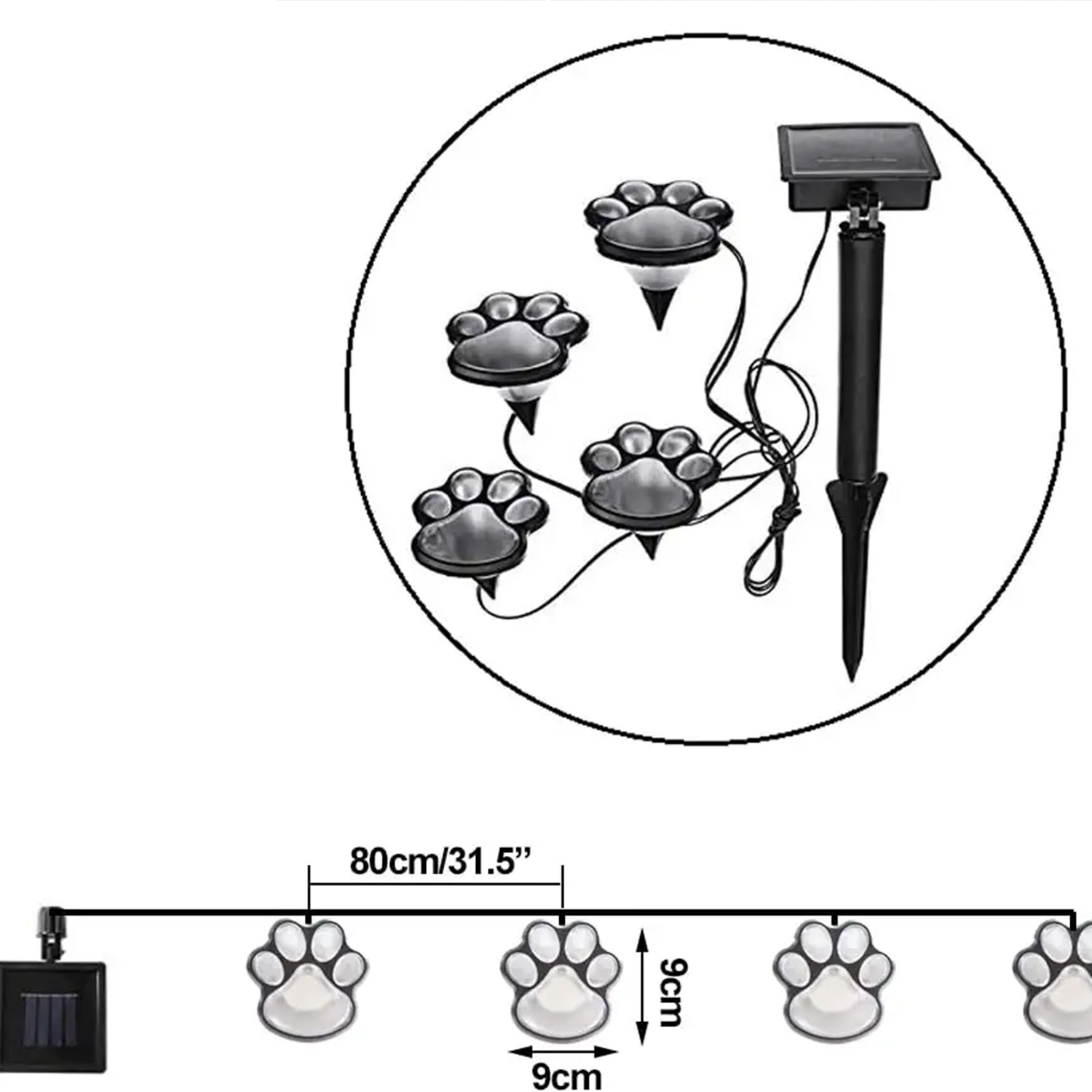 Solar Lights Outdoor Waterproof Dog Paw Lights