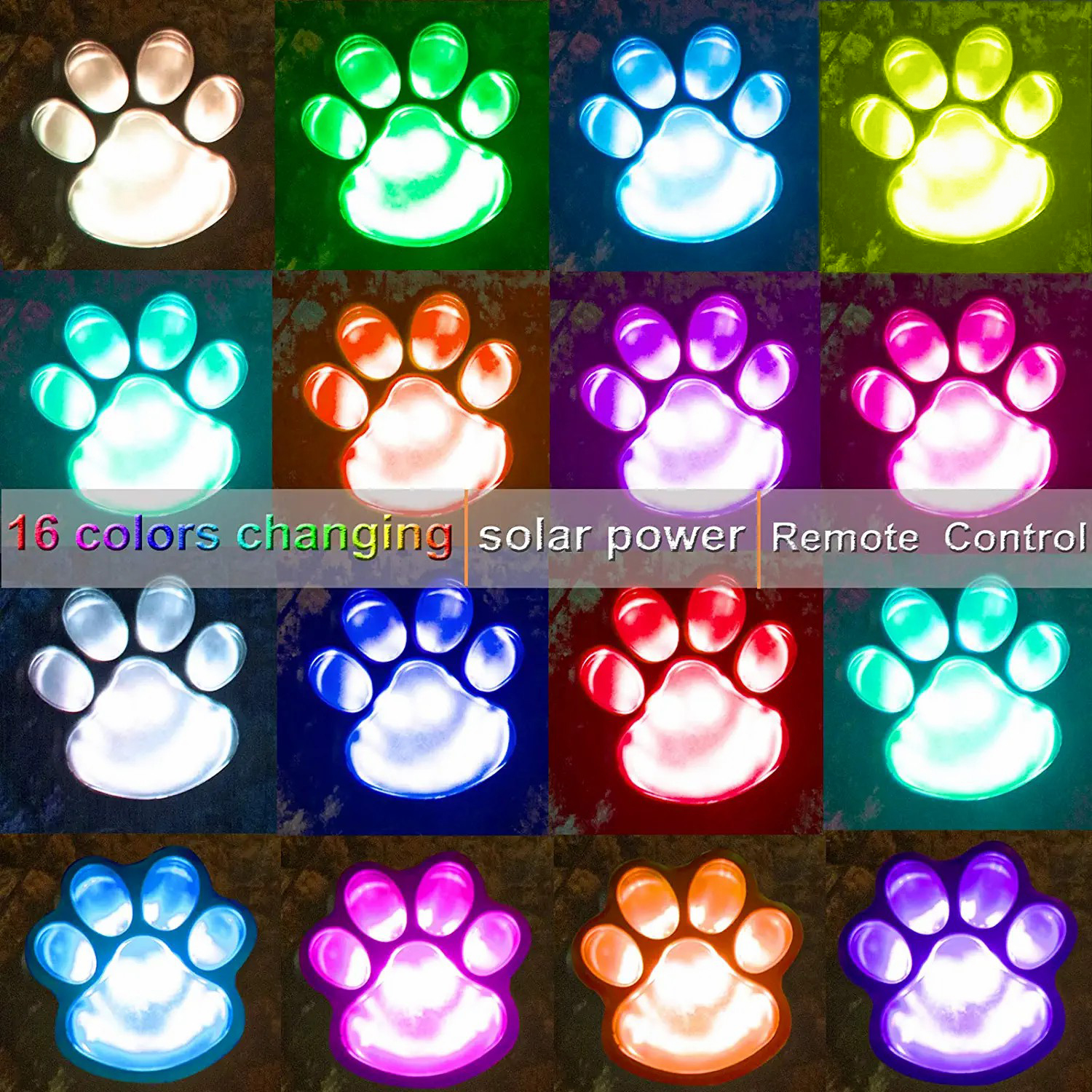 Solar Lights Outdoor Waterproof Dog Paw Lights