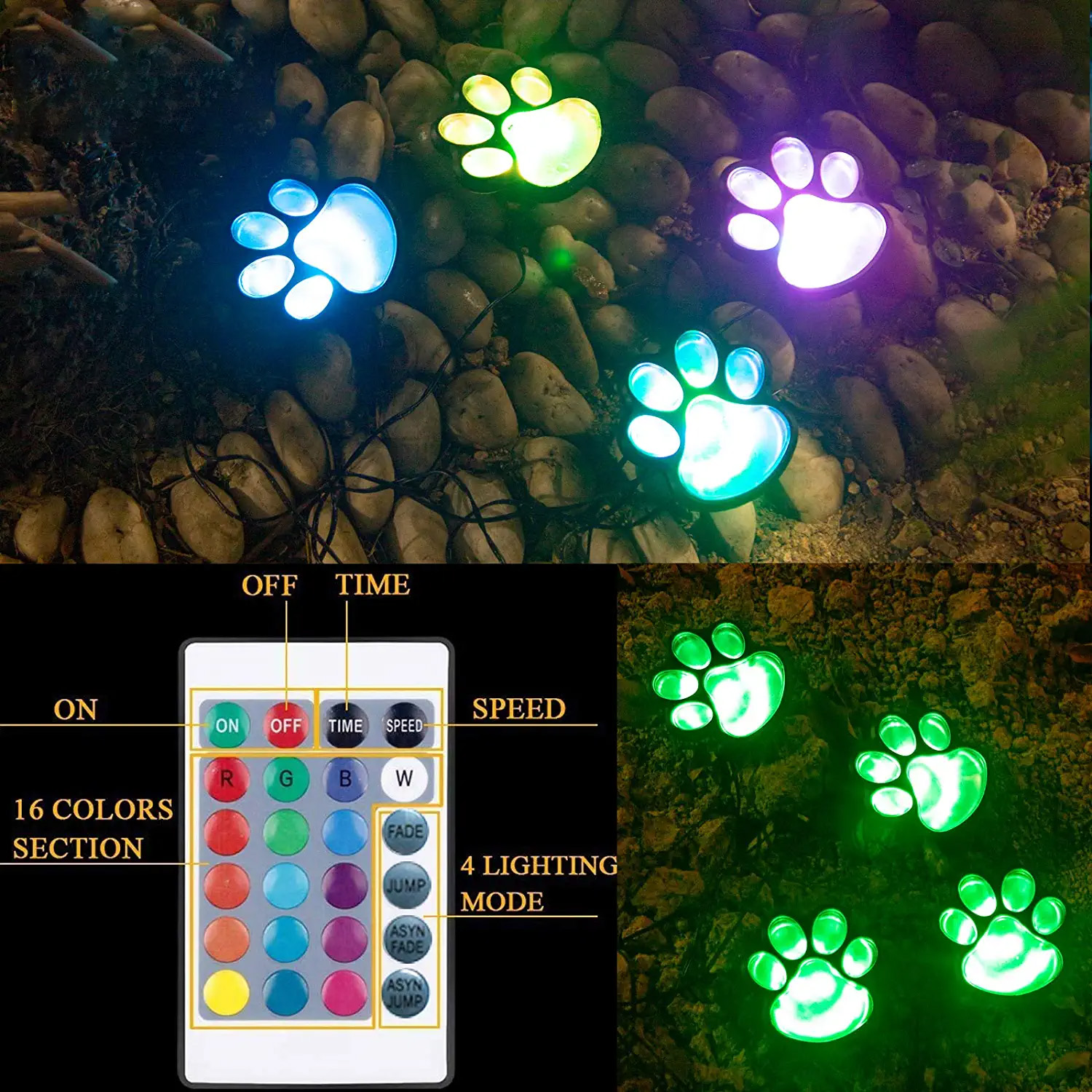 Solar Lights Outdoor Waterproof Dog Paw Lights