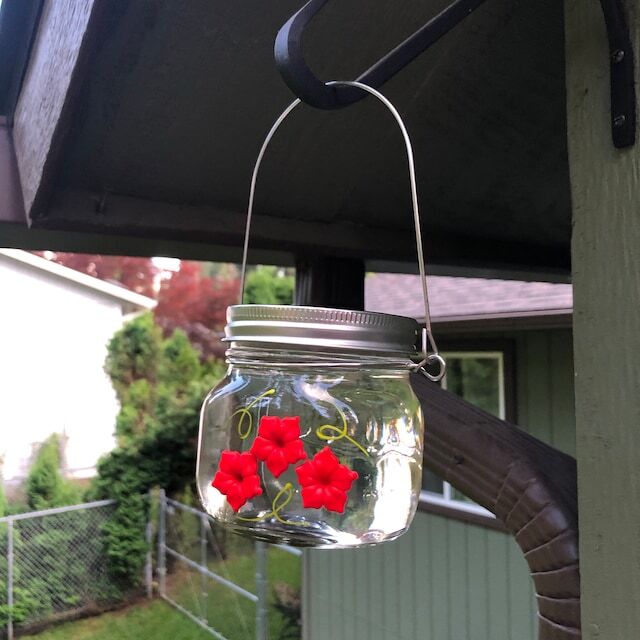 Mason Jar Hummingbird Feeder W/Three Ports