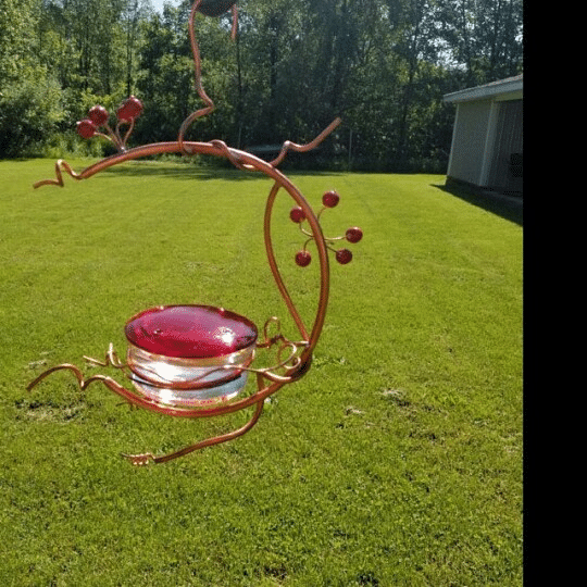 Red Berries Hummingbird Feeder, copper hummingbird swing