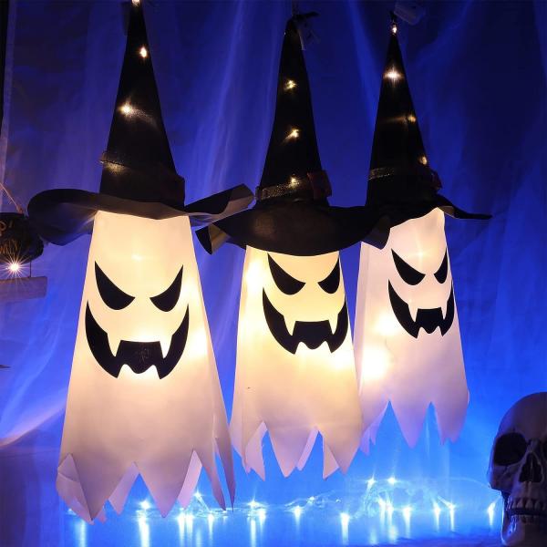 LED Halloween Decoration Glowing Wizard Ghost Hat