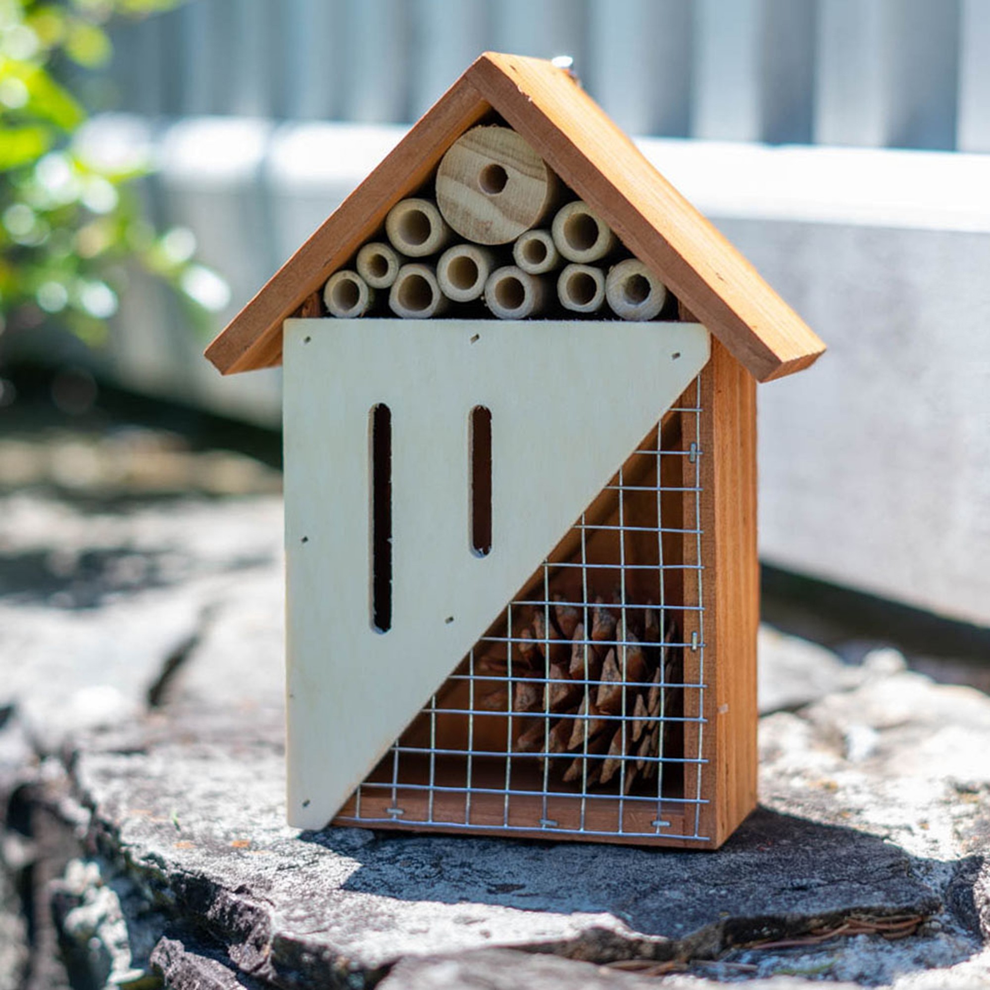 Pollination Palace 3 Compartment Wooden House for Bees, Butterflies, Ladybugs, & Insects