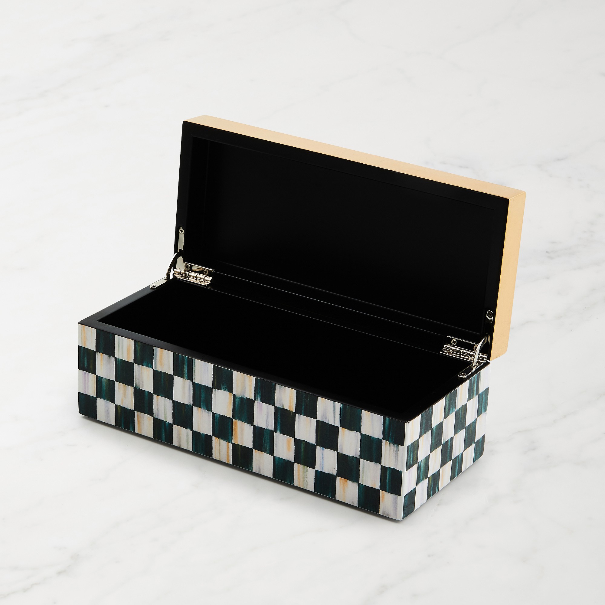 MacKenzie-Childs Courtly Check Small Lacquer Decorative Box, Hinge Lid