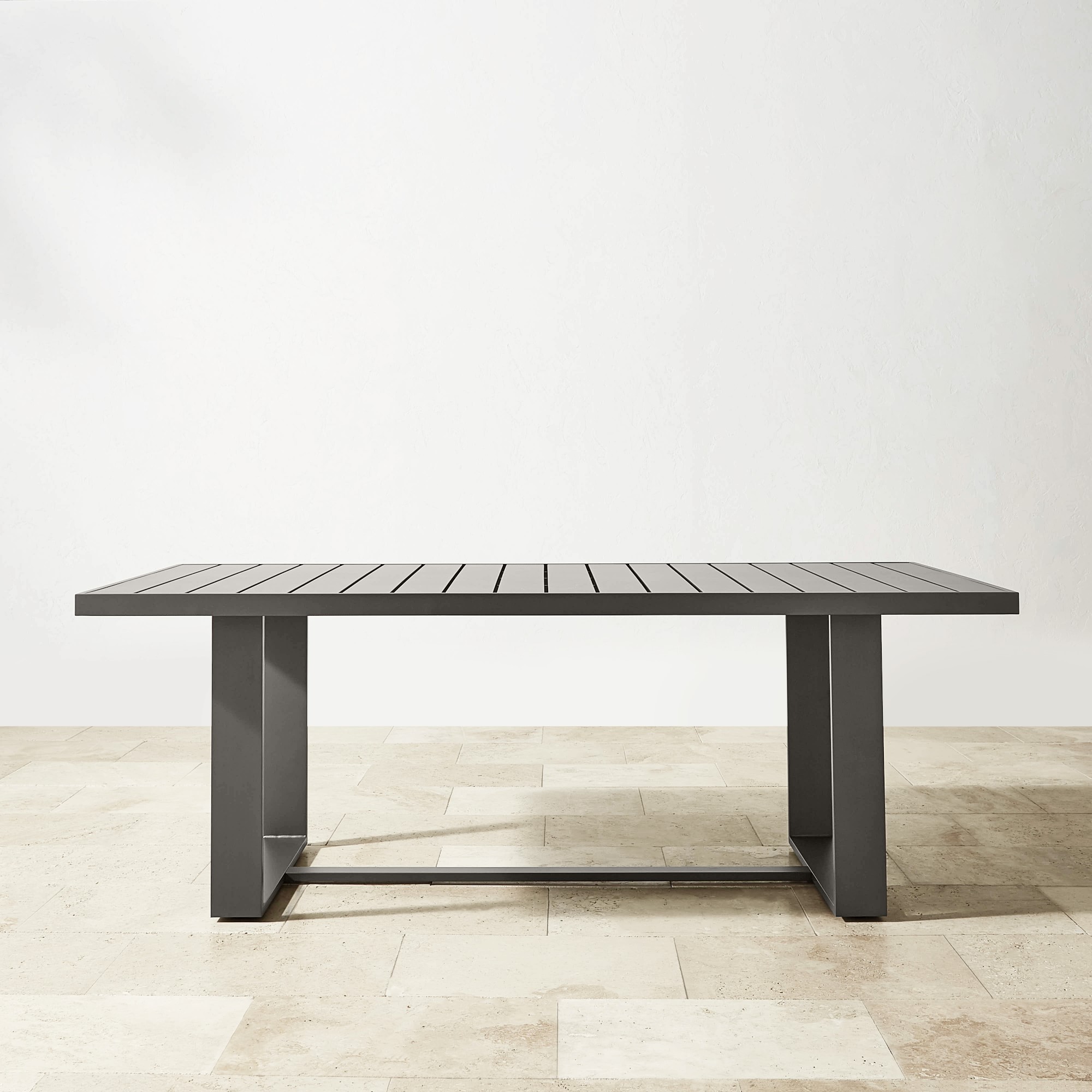 Santa Barbara Slate Outdoor Metal Dining Table & Dining Chairs (84