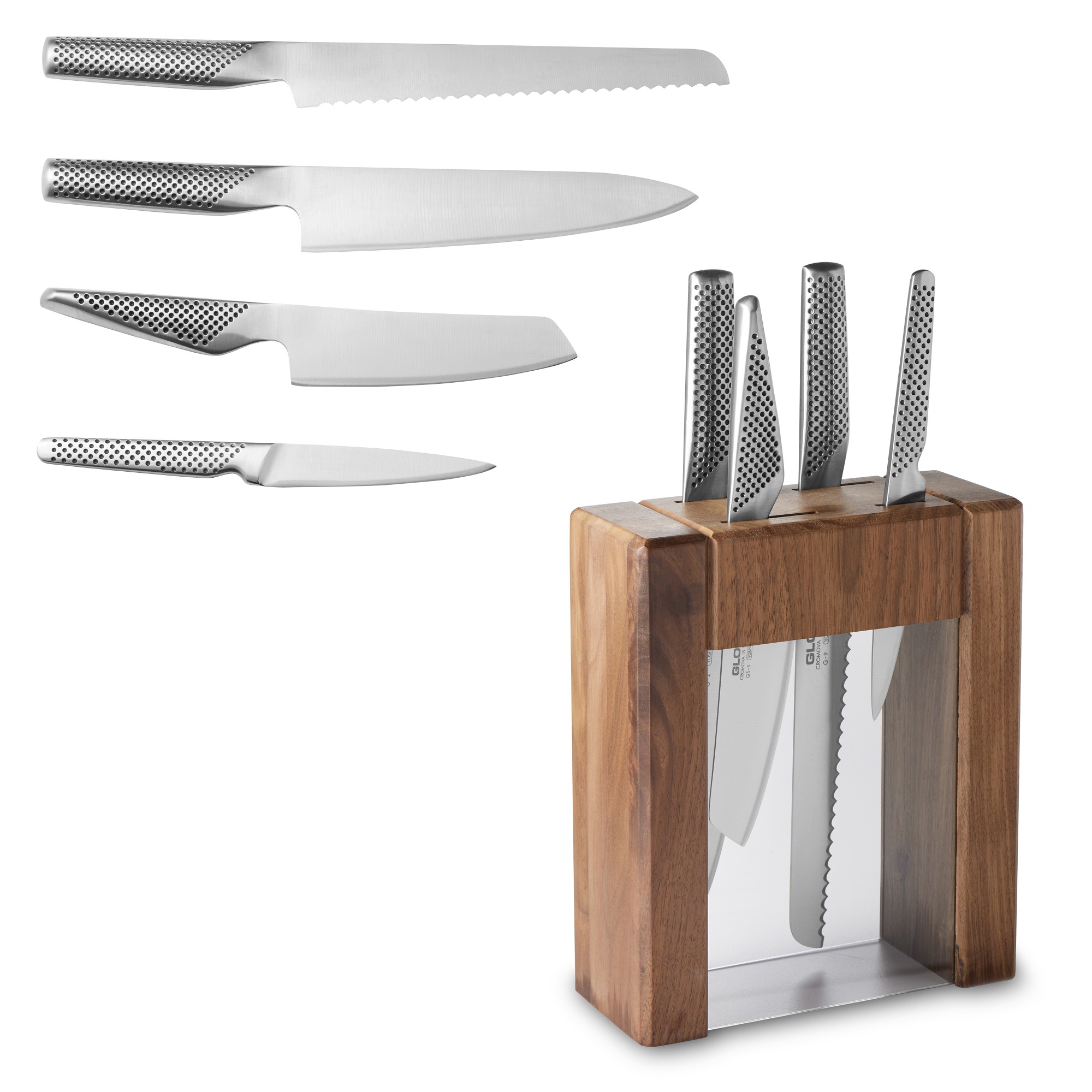 Global Classic Teikoku Acrylic Walnut Knives, Set of 5
