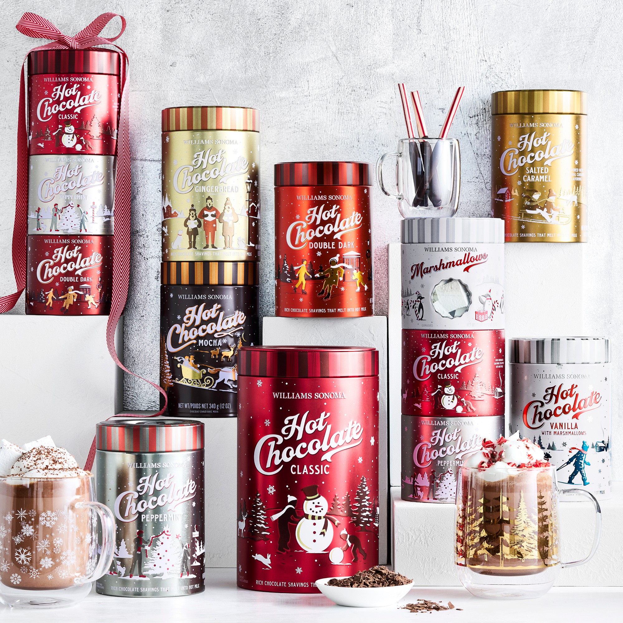 Williams Sonoma Classic & Peppermint Hot Chocolate Stacker with Marshmallows