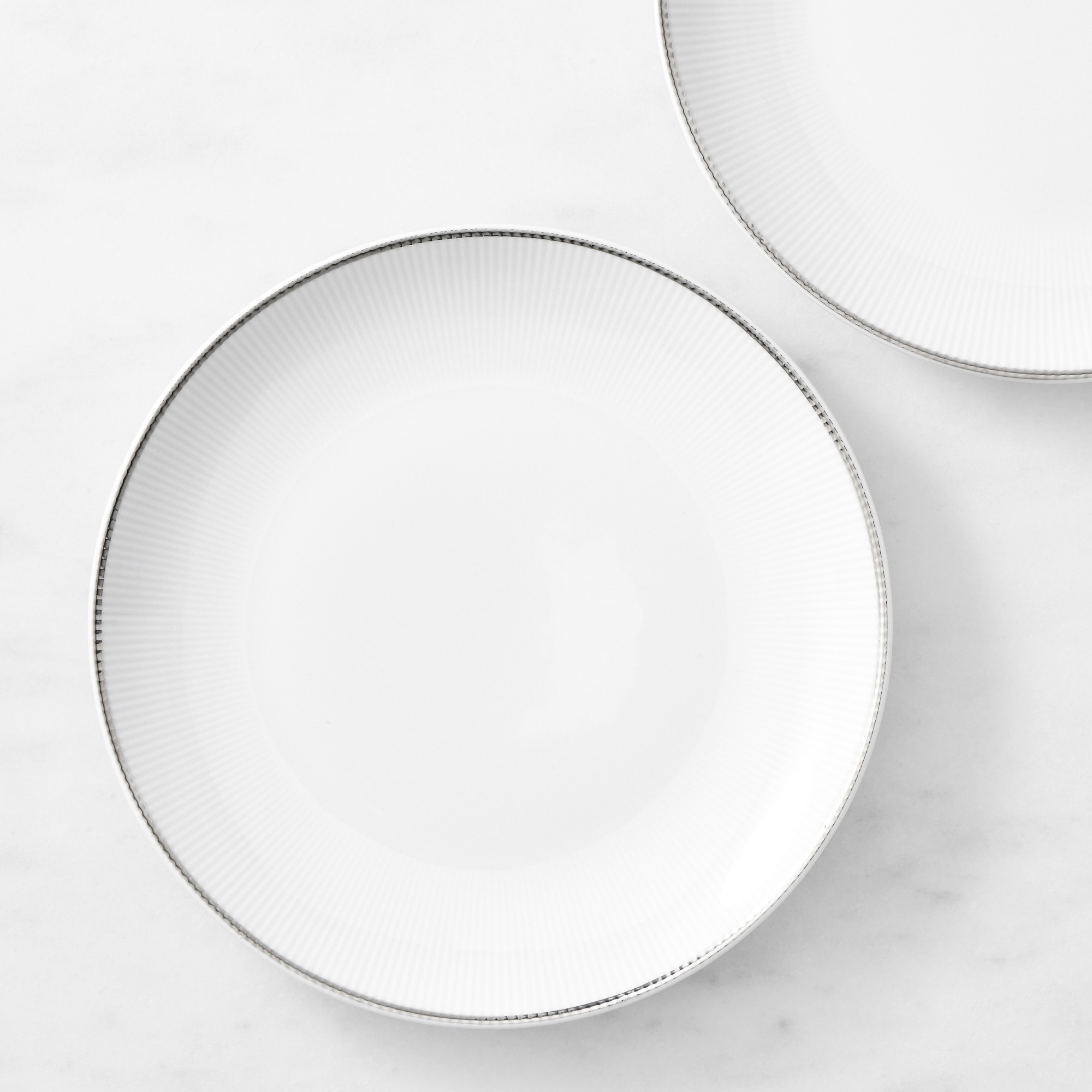 Pillivuyt Eventail Platinum Porcelain Salad Plates, Set of 4