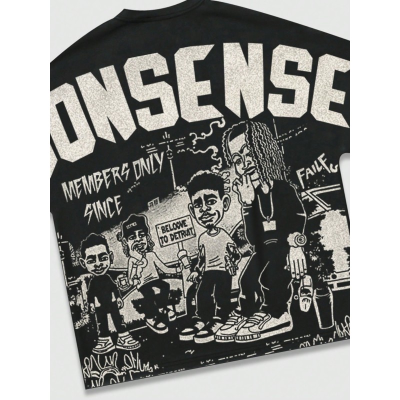 Men's Street Figure Batwing Crew Neck Short Sleeve