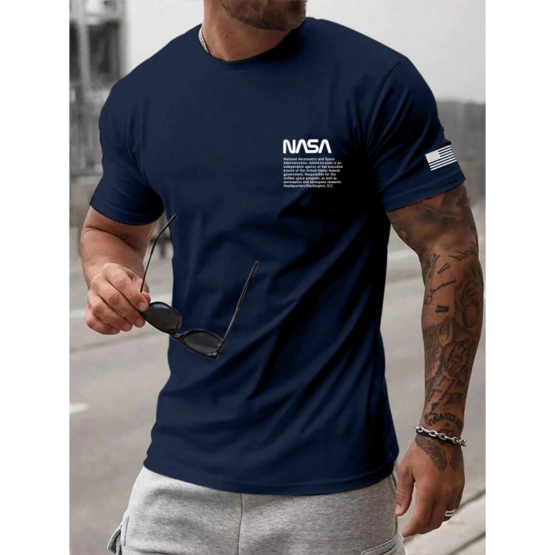 Manfinity Homme Men's Slogan Print Round Neck T-Shirt