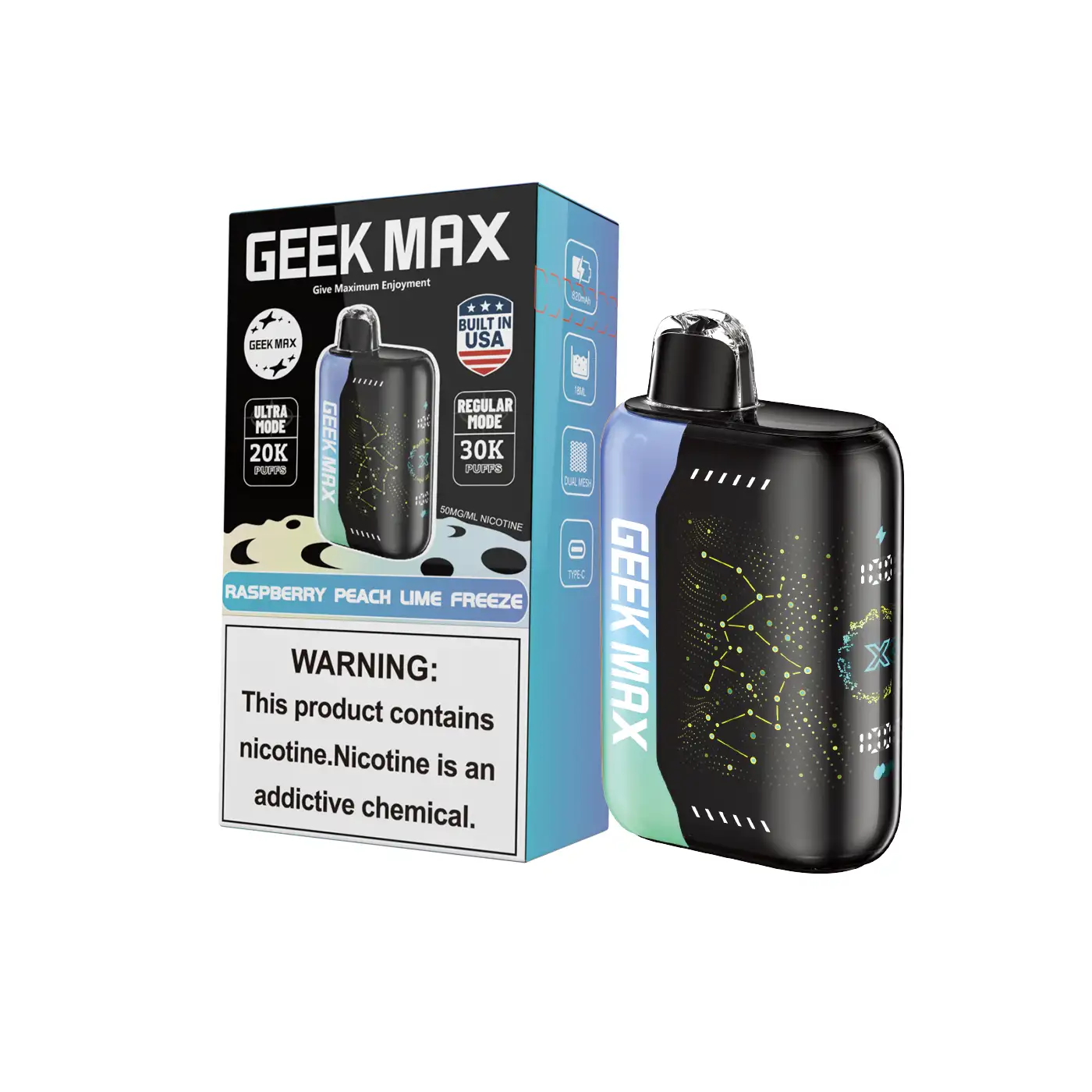 Raspberry Peach Lime Freeze | Geek Max 30000 Puffs Disposable Vape - Geek Max