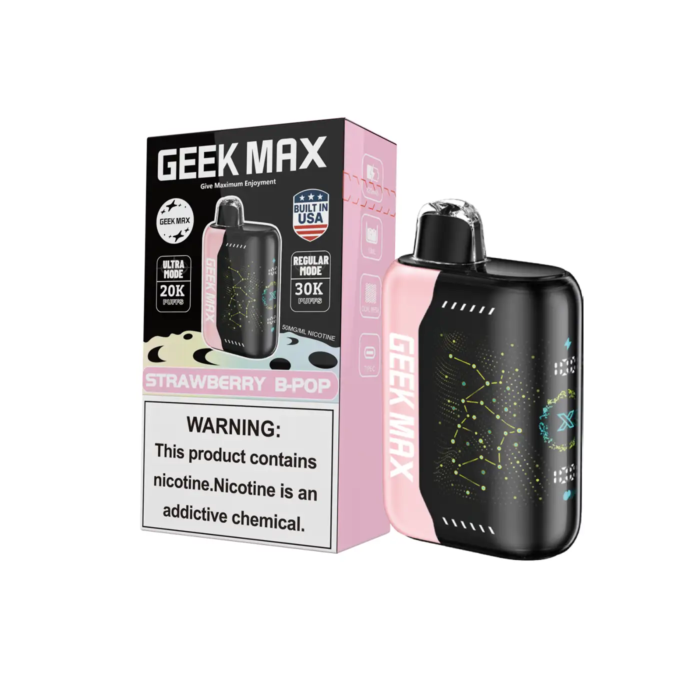 Strawberry B-Pop | Geek Max 30000 Puffs Disposable Vape - Geek Max