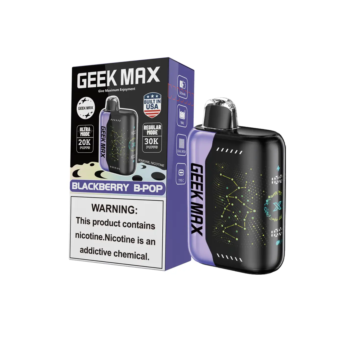 Blackberry B-Pop | Geek Max 30000 Puffs Disposable Vape - Geek Max