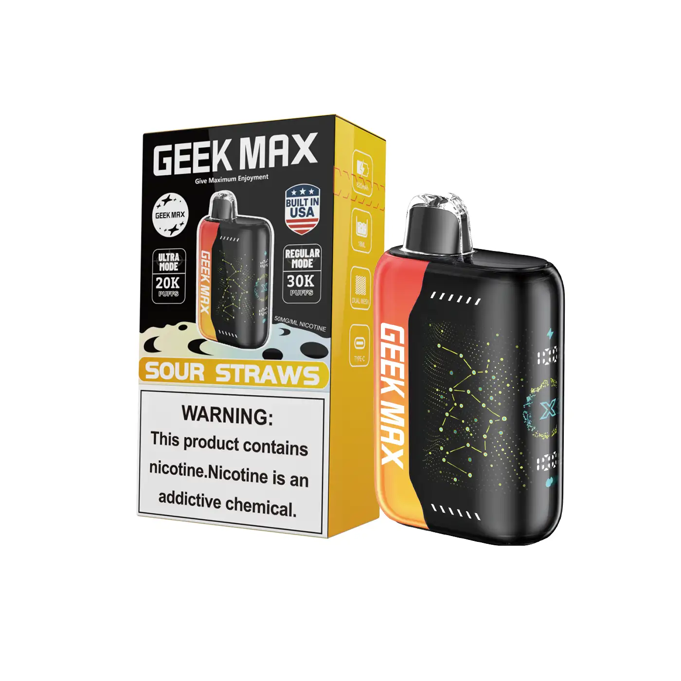 Sour Straws | Geek Max 30000 Puffs Disposable Vape - Geek Max