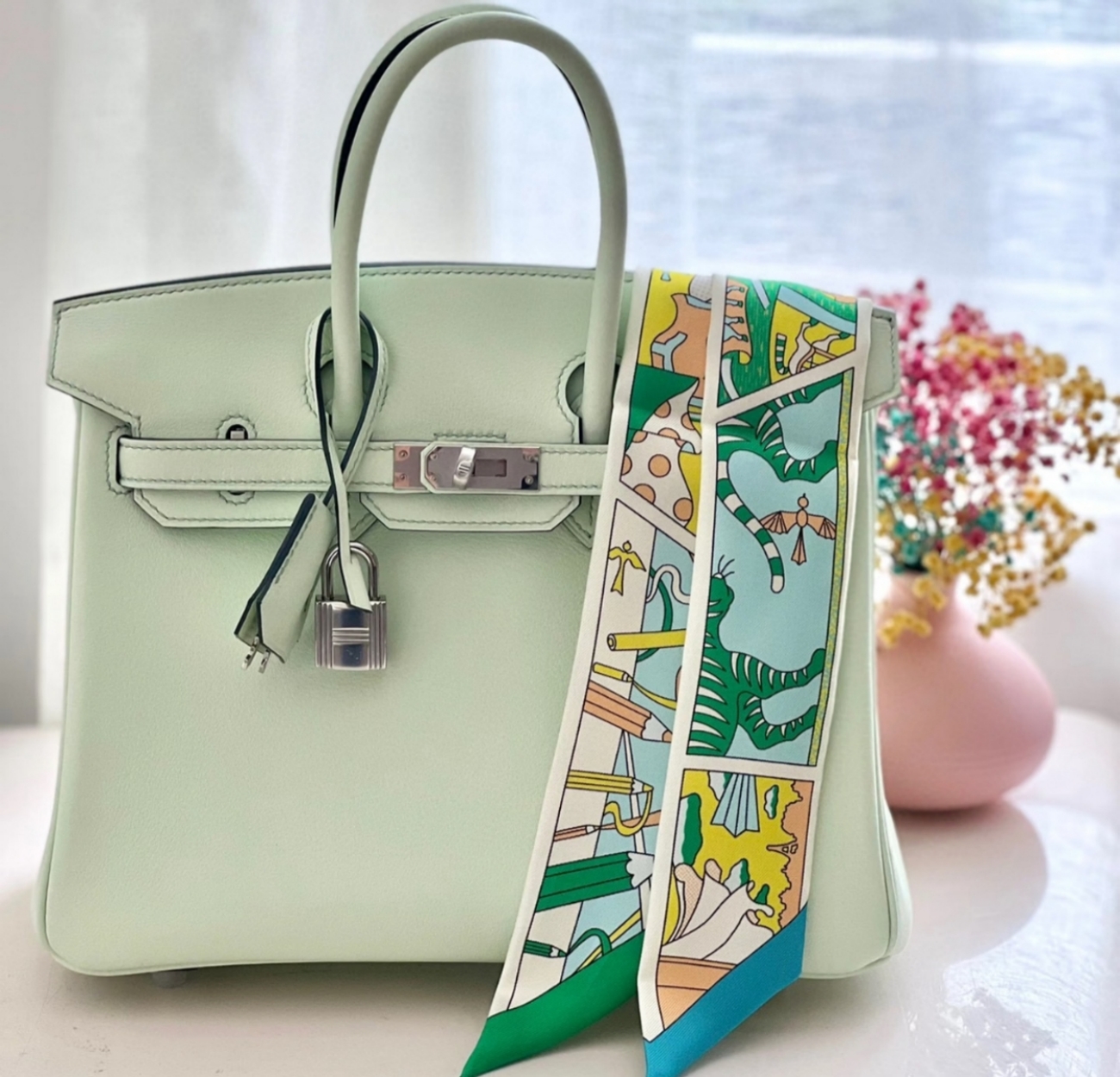 Birkin 25-35 mint green custom
