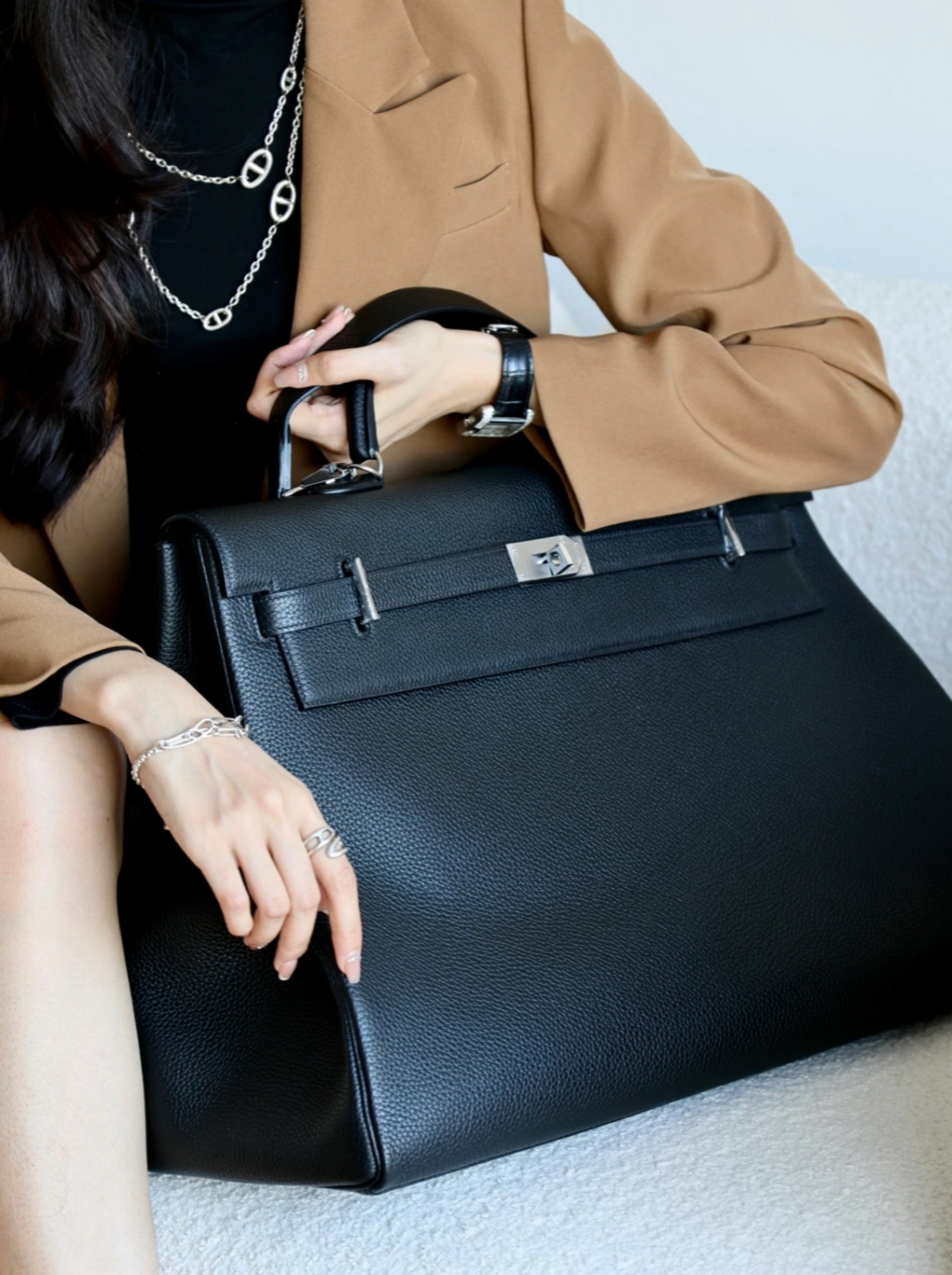 Kelly 50 relax black TOGO silver buckle