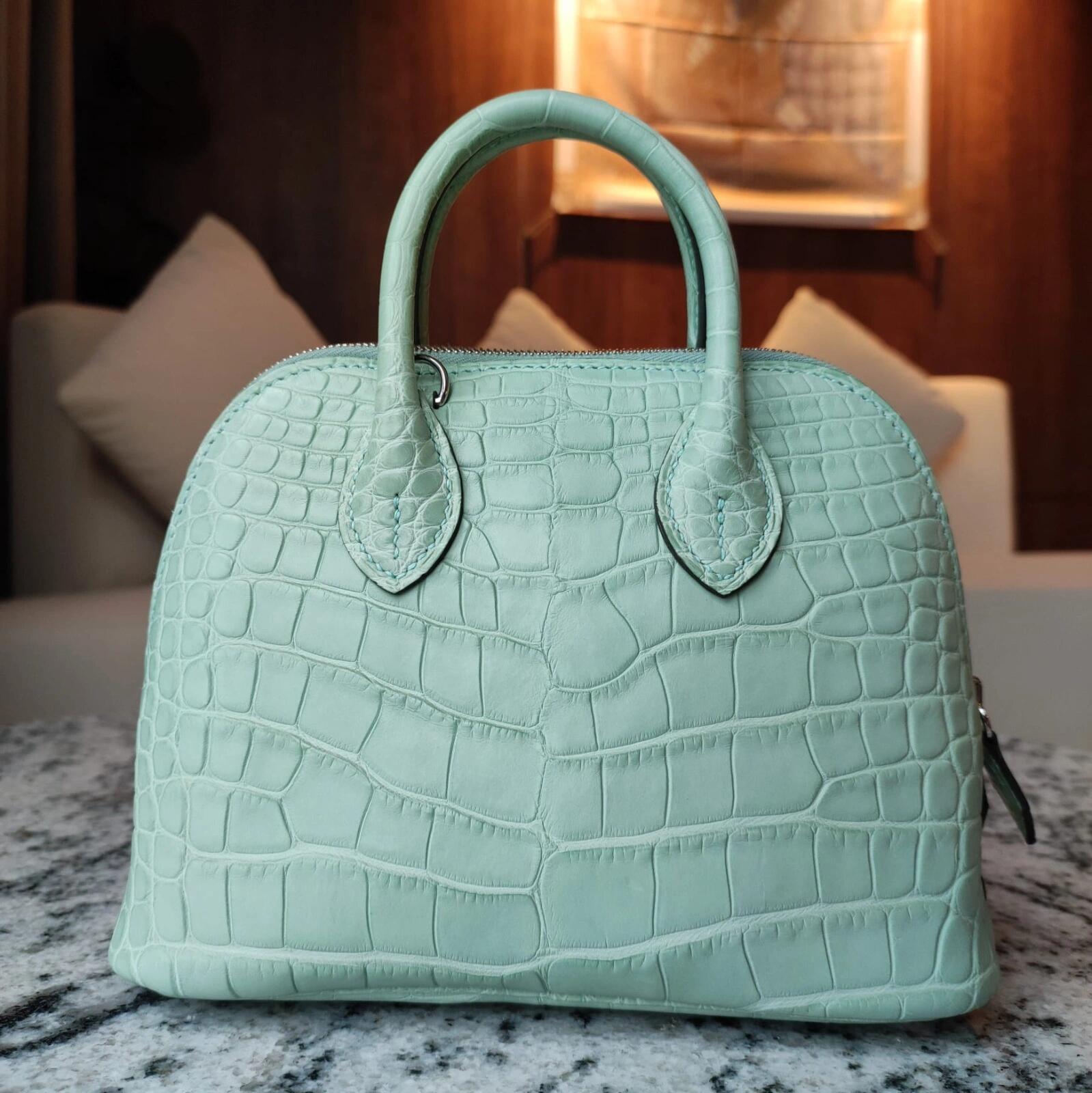 Bolide Mini 18CM Matte crocodile leather mint green