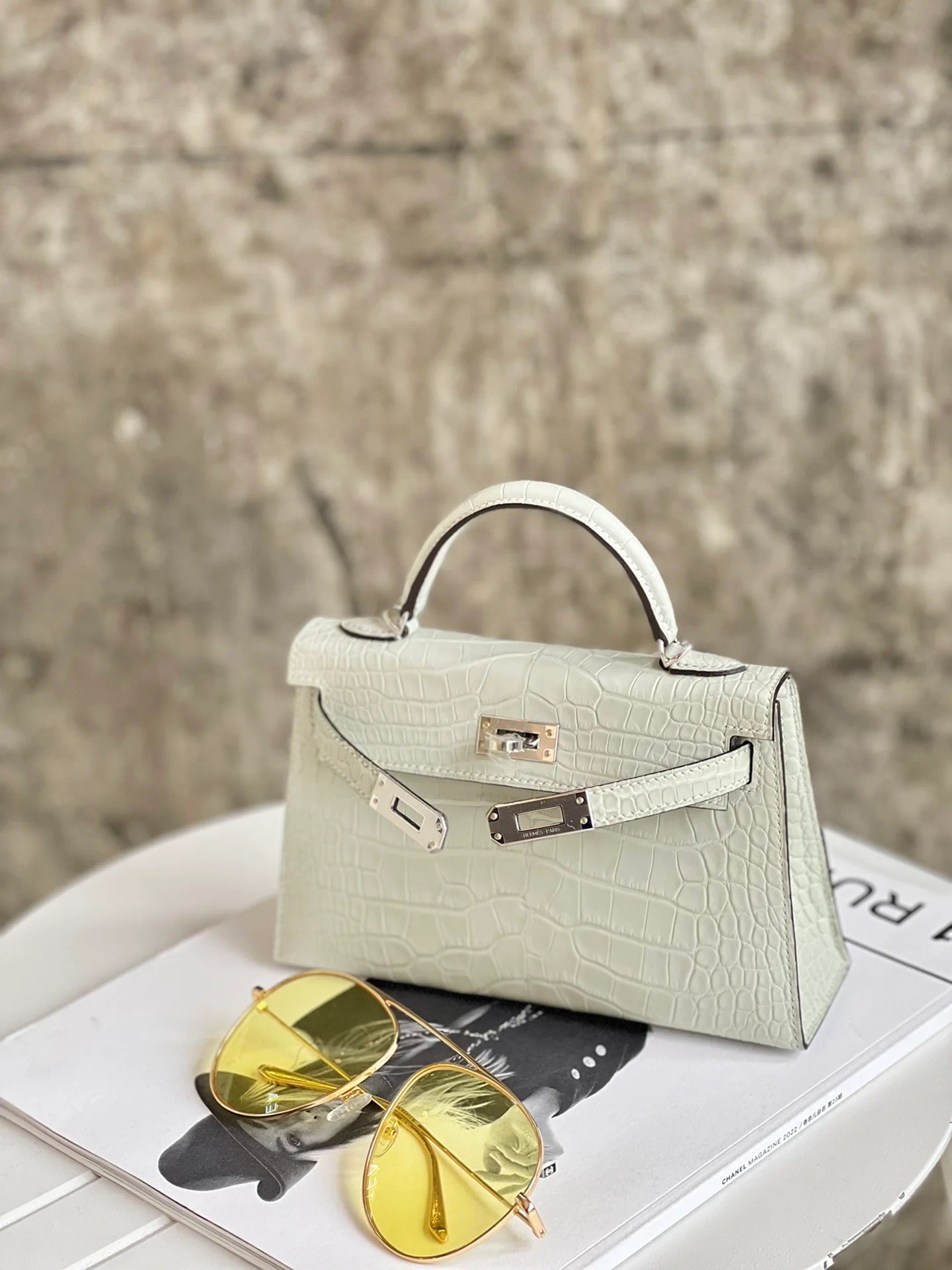 Kelly2 Mini 19 crocodile skin