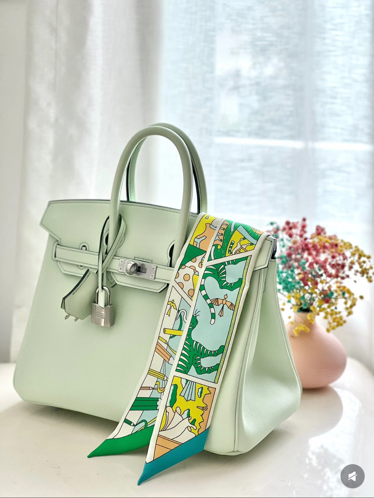 Birkin 25-35 mint green custom