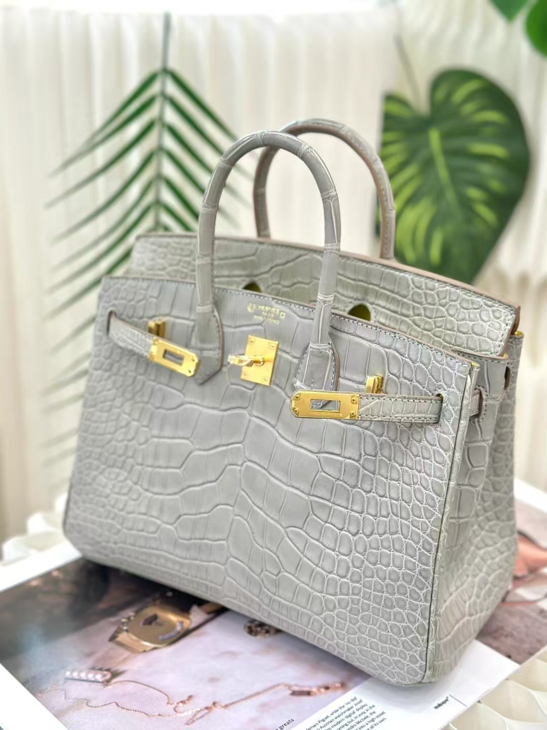 Birkin 25-30 Pearl Grey with Lemon Yellow