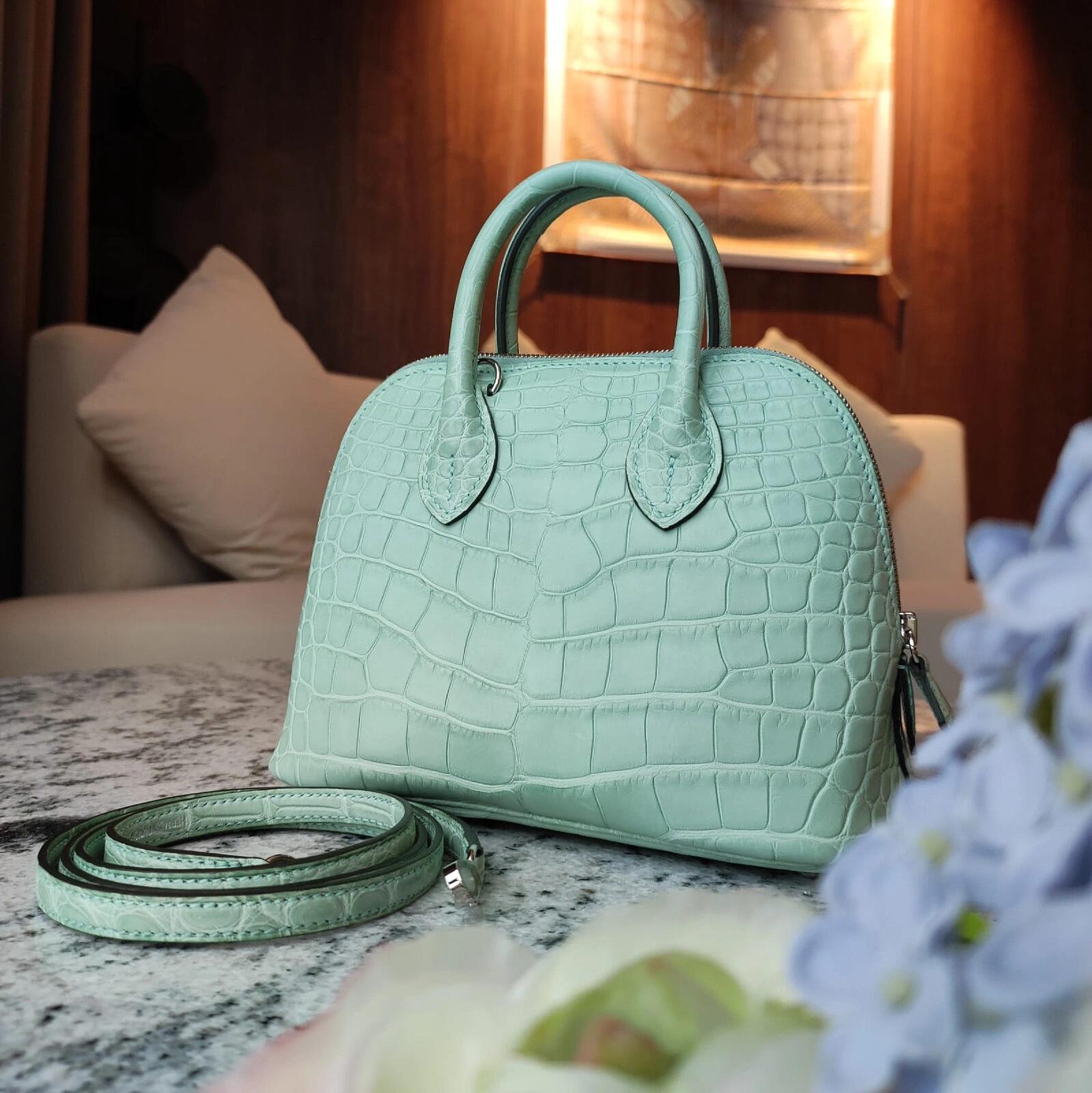 Bolide Mini 18CM Matte crocodile leather mint green