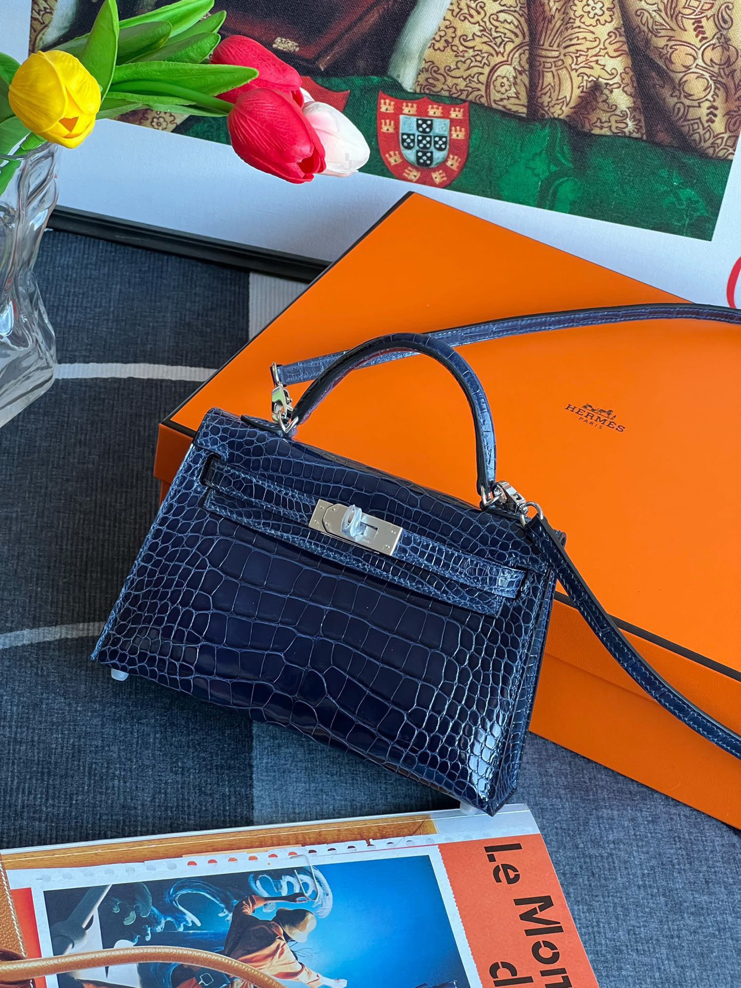 Kelly1 Mini 19 American alligator skin crocodile skin