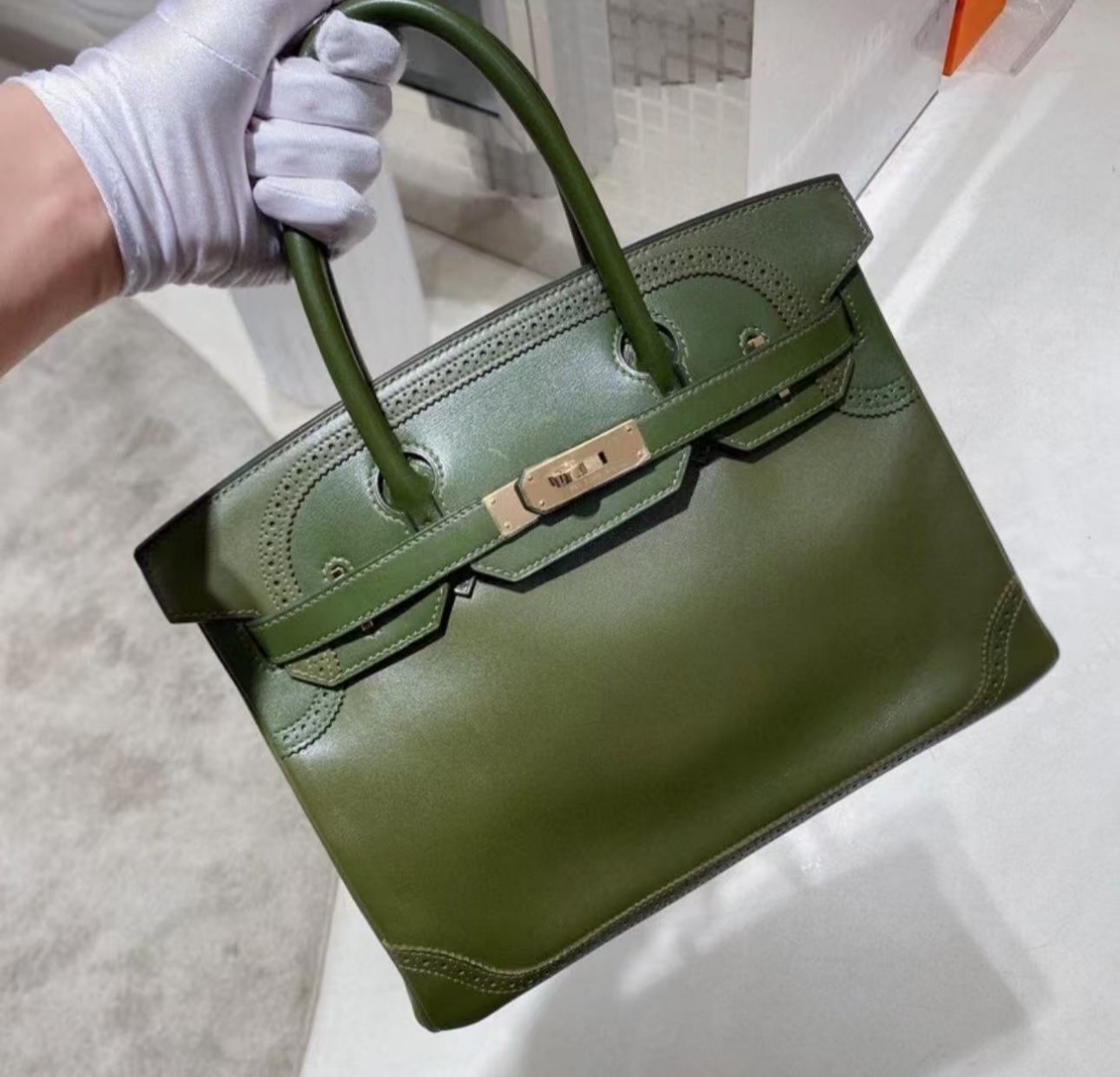 Birkin 25-35 Lace Olive Green Custom