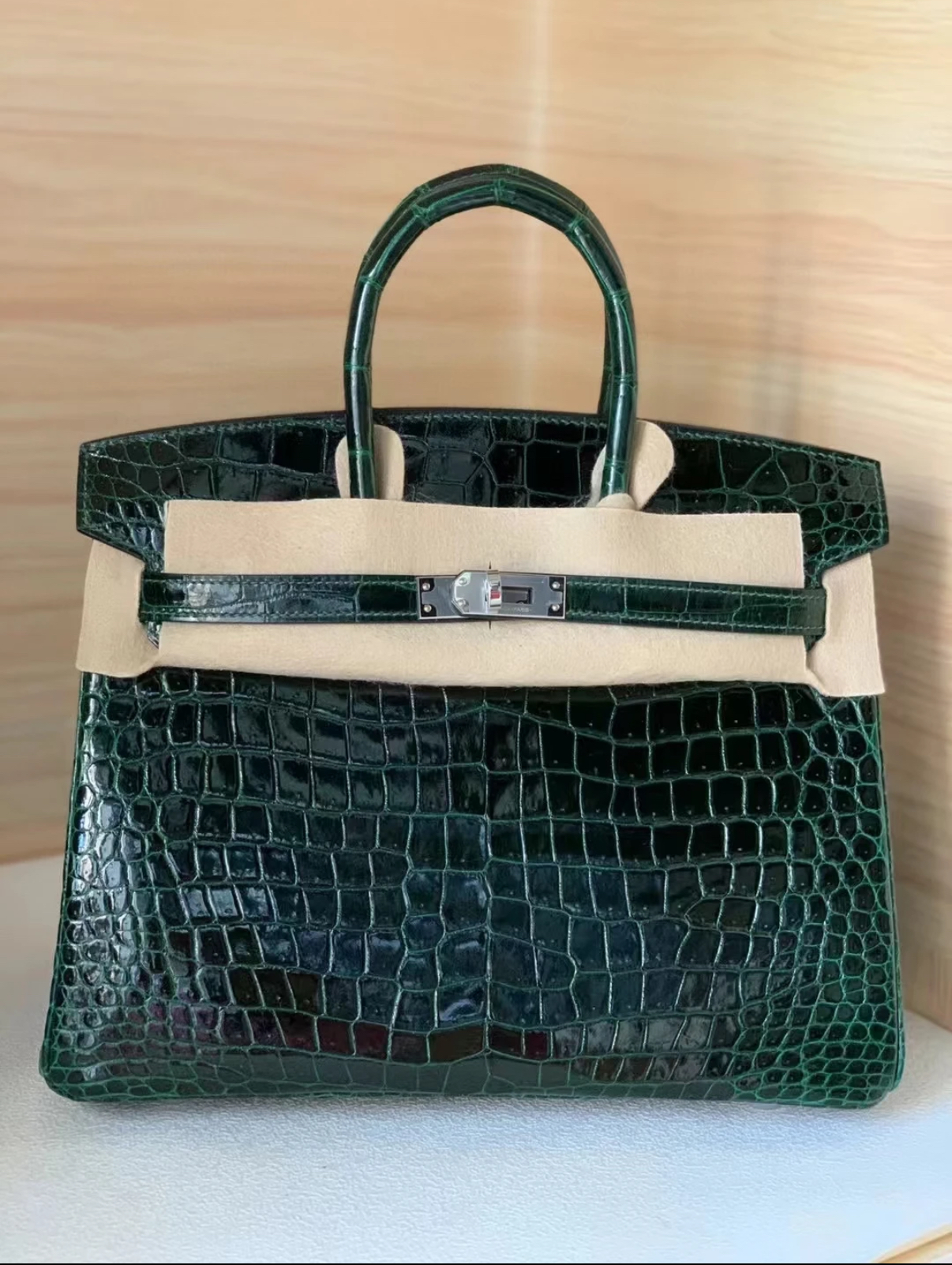 Birkin 25 Emerald Bay Crocodile Leather