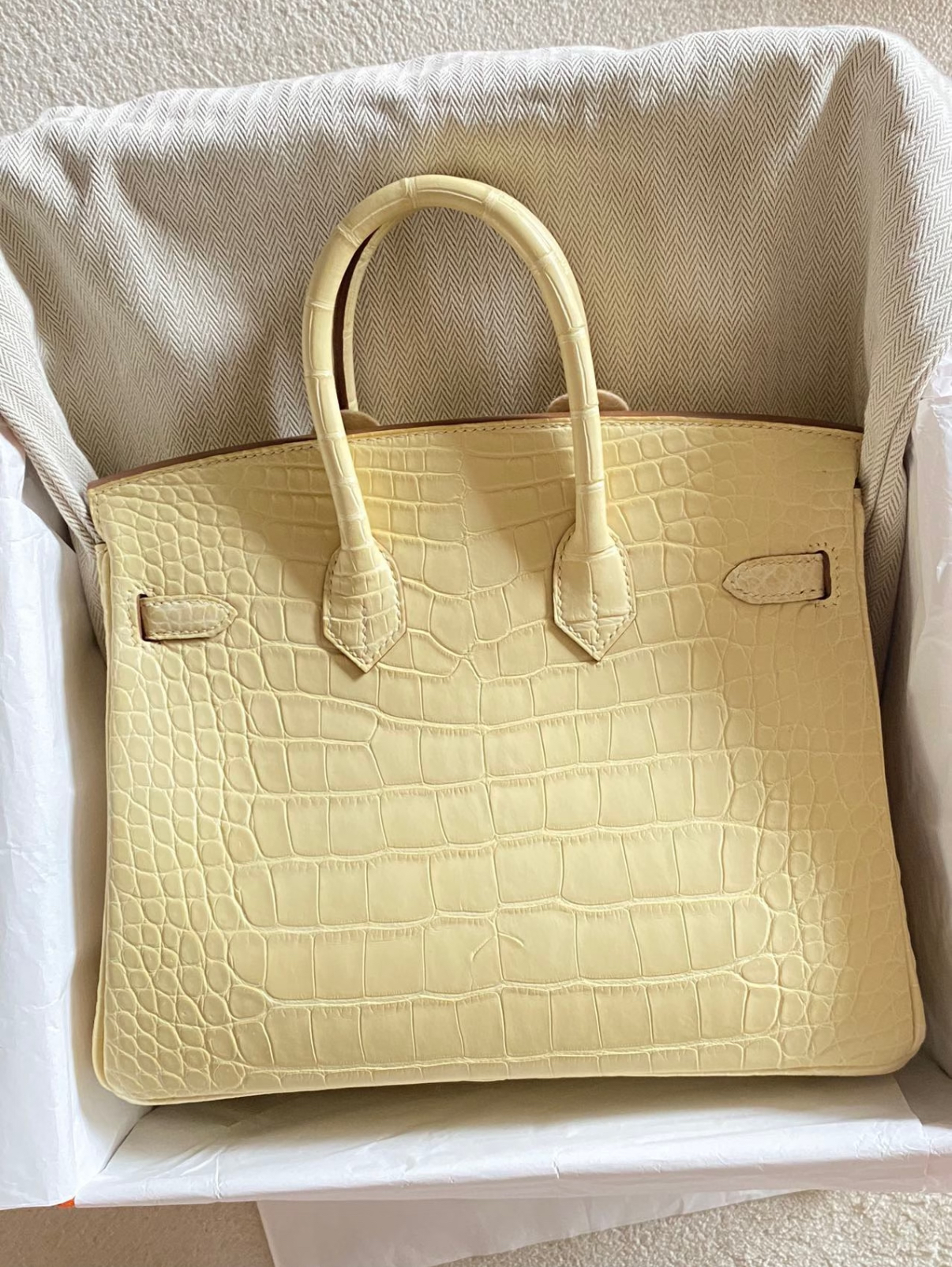 Birkin 25-30 Vanilla Crocodile Leather Custom