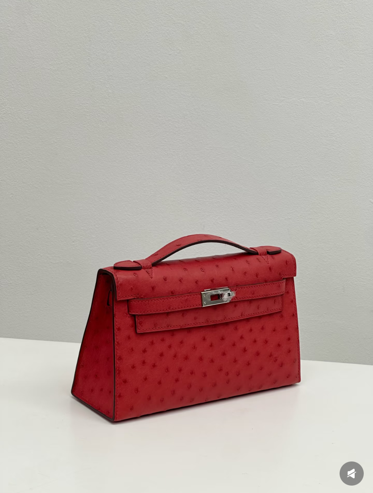 Kelly I 19 Azalea Red Ostrich Leather Custom