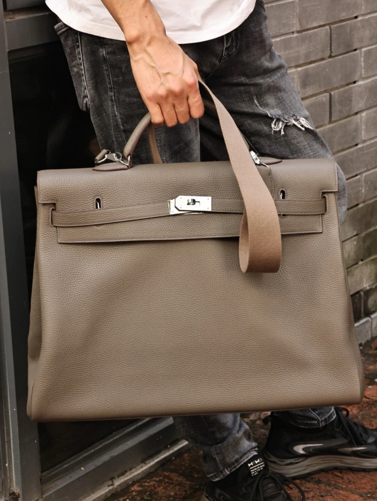 Kelly 50 EPSOM leather elephant gray silver buckle custom