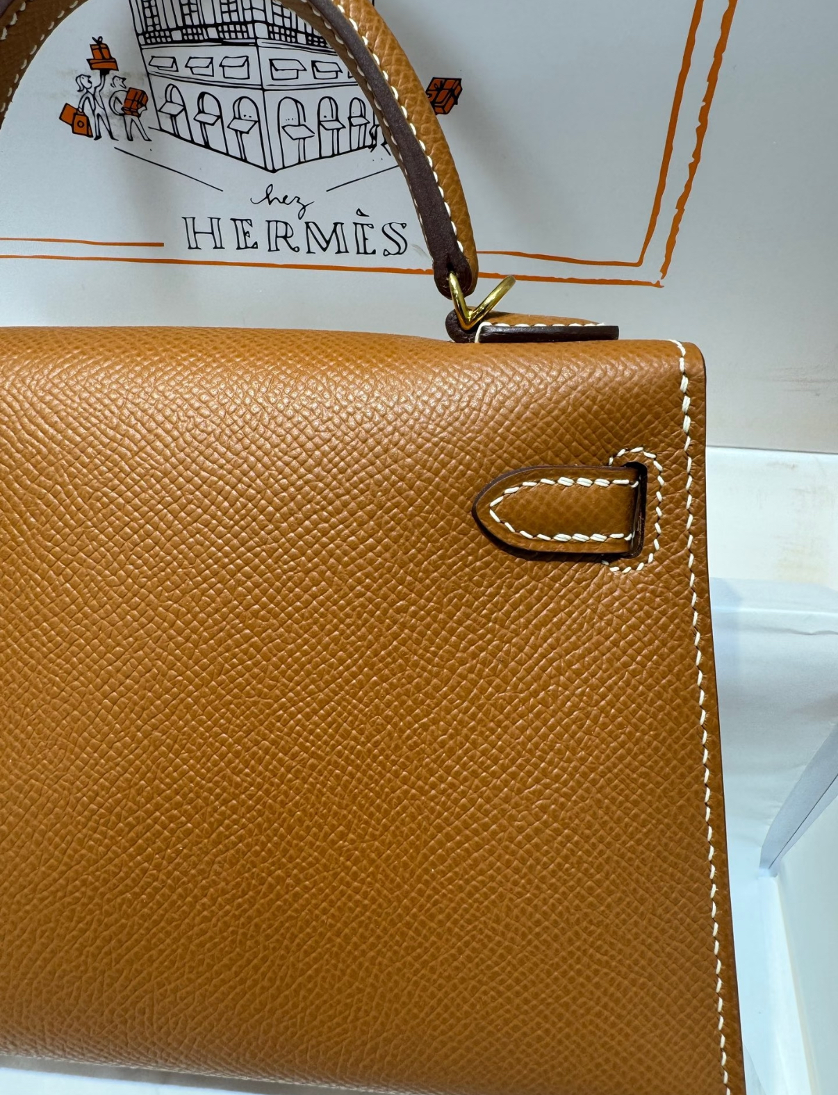 Kelly Mini 2 Brown Gold Buckle Epsom Custom