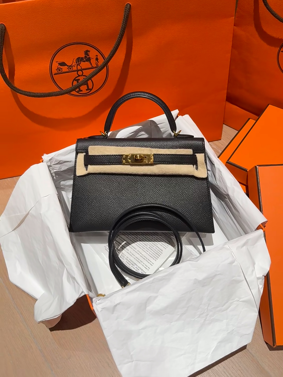 Kelly Mini 2 Black Gold Buckle Epsom Custom