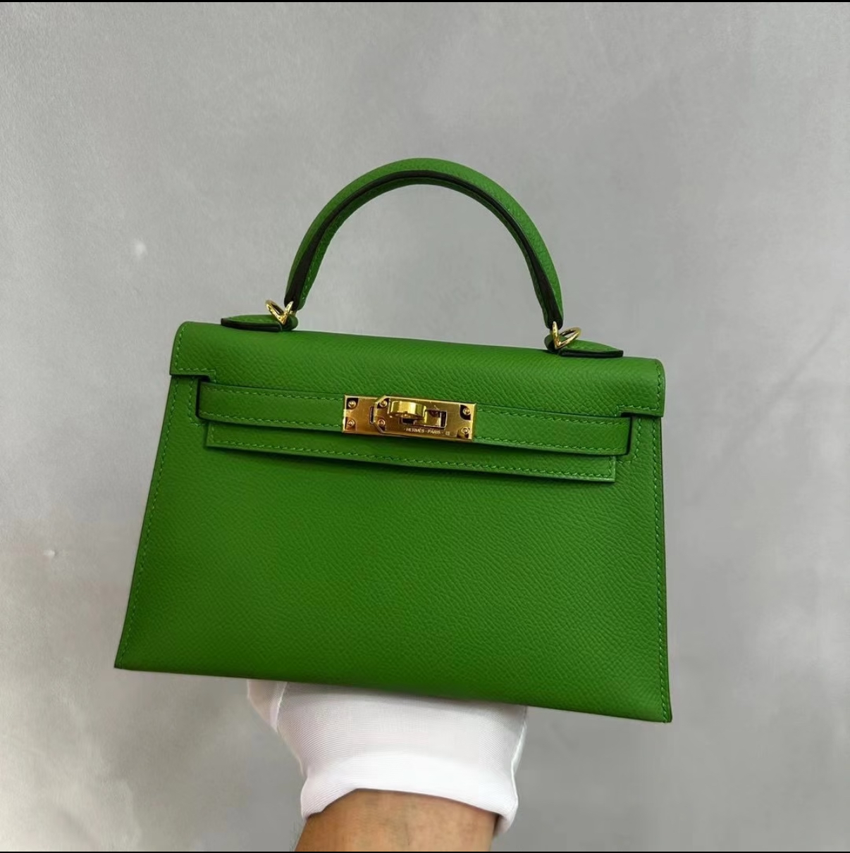 Kelly Mini 2 Velvet Green Gold Buckle Epsom customize