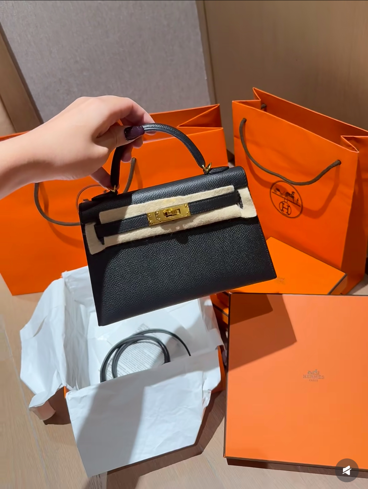 Kelly Mini 2 Black Gold Buckle Epsom Custom